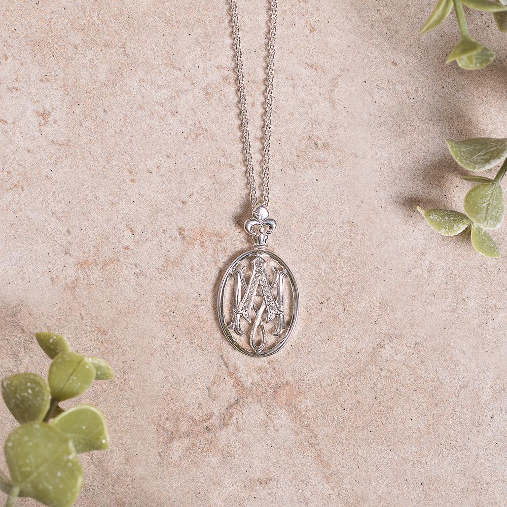 Sterling Silver Ave Maria Fleur-de-Lis Necklace