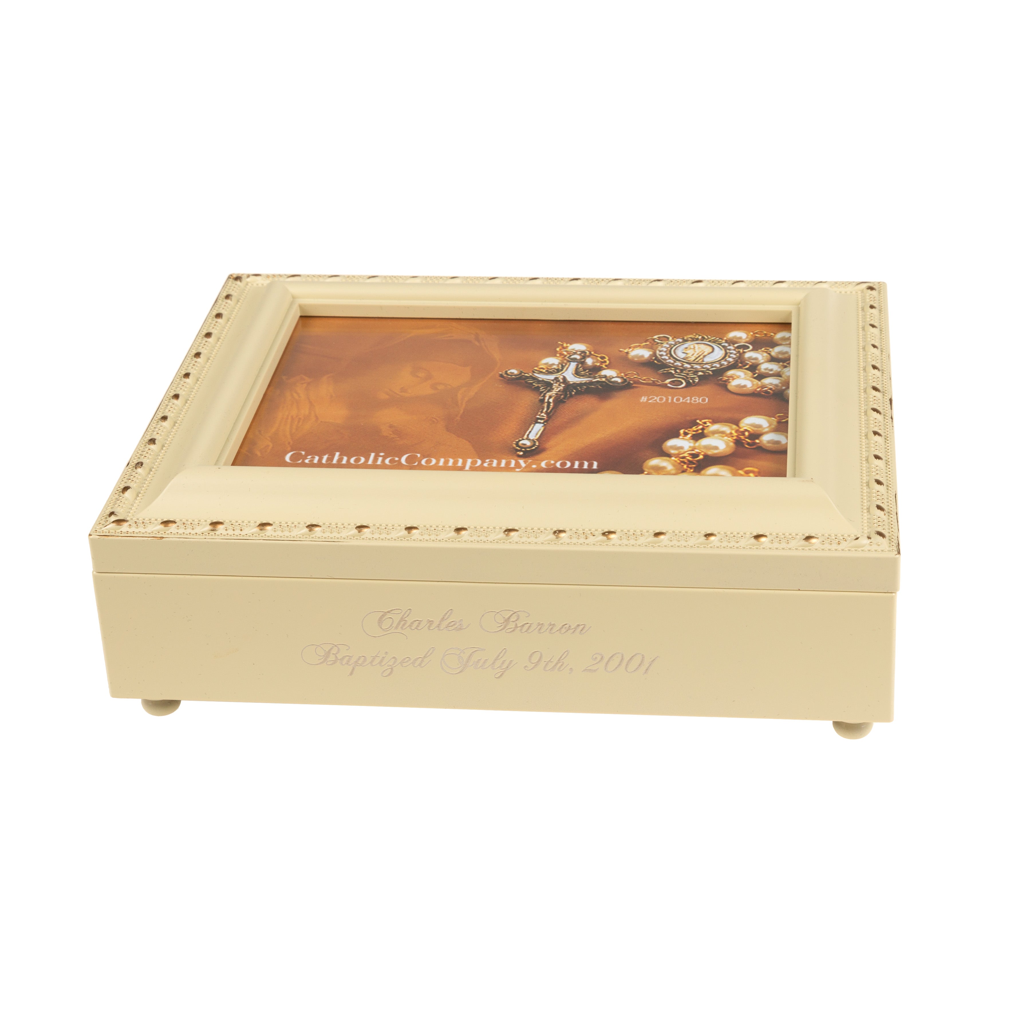 Engraved Baptism Frame Keepsake Music Box