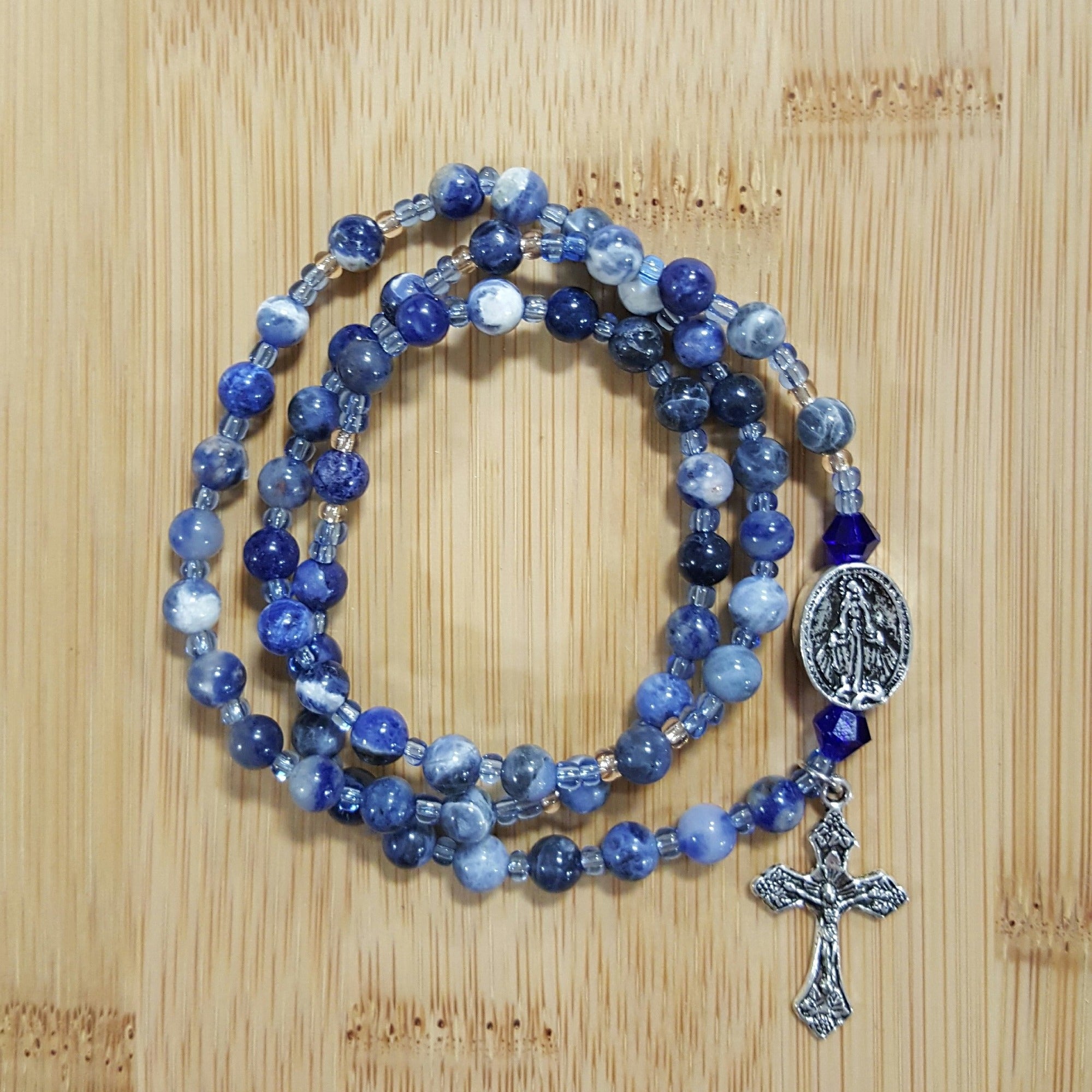 Blue Lapis Style Rosary Wrap Bracelet