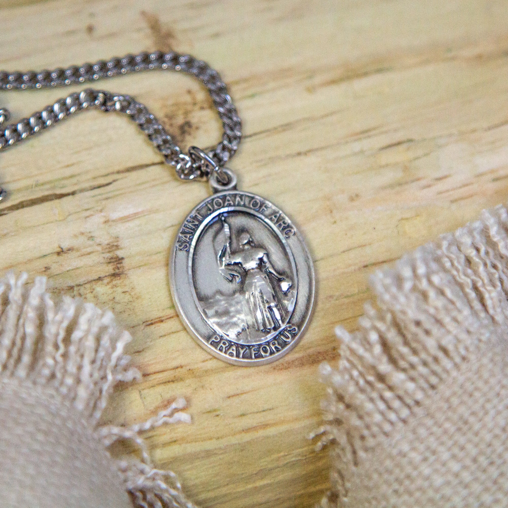 Sterling Silver St. Joan of Arc Pendant w/ chain