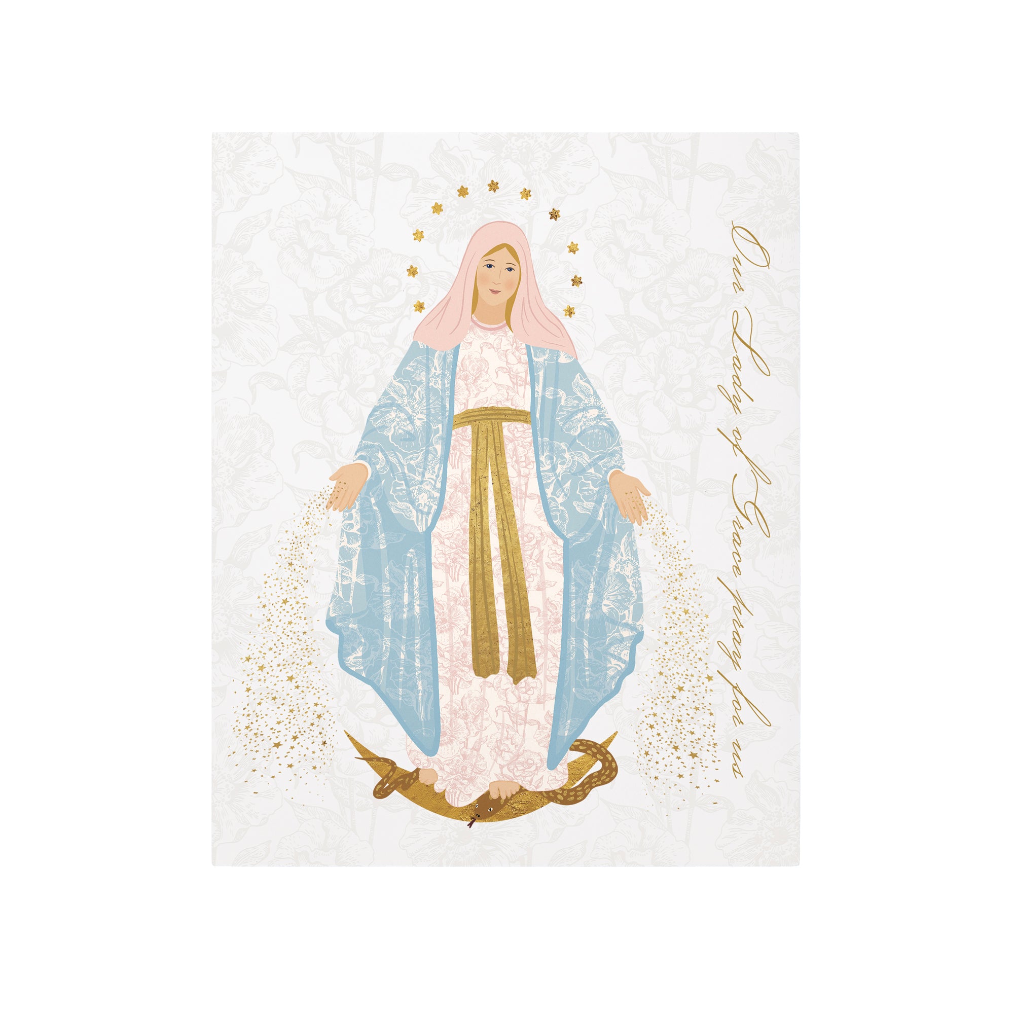 Our Lady of Grace Toile Art Plaque - 8" x 10"