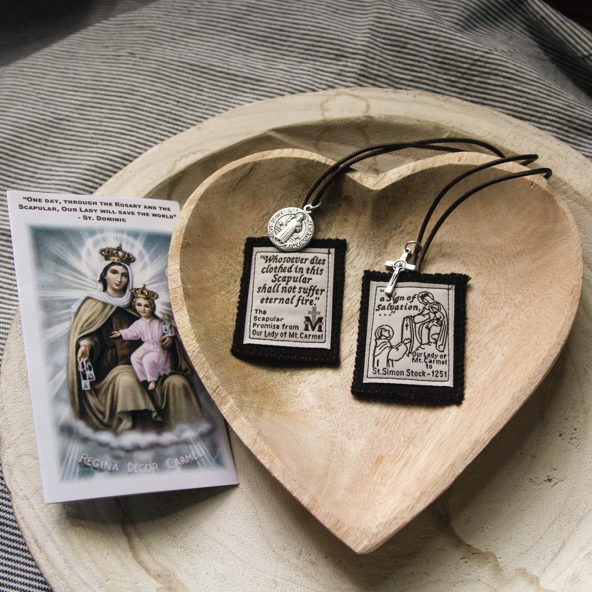 Handmade Brown Scapular with Brown Cord & Benedict Medals
