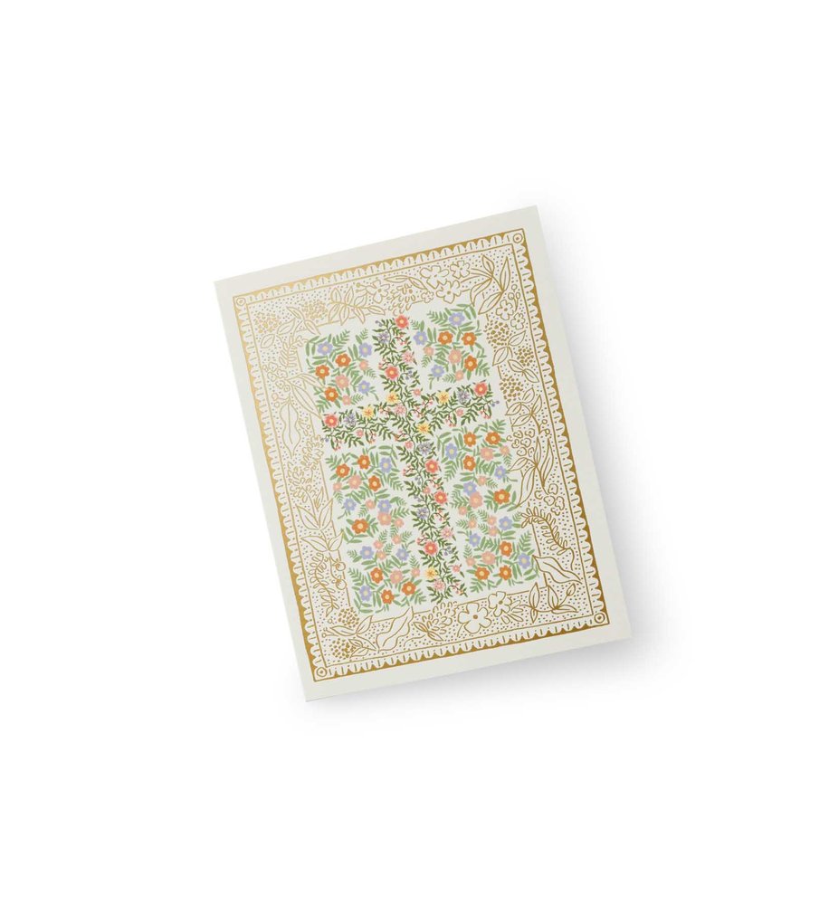 Rosette Floral Cross Foil Stamped Baptism Card