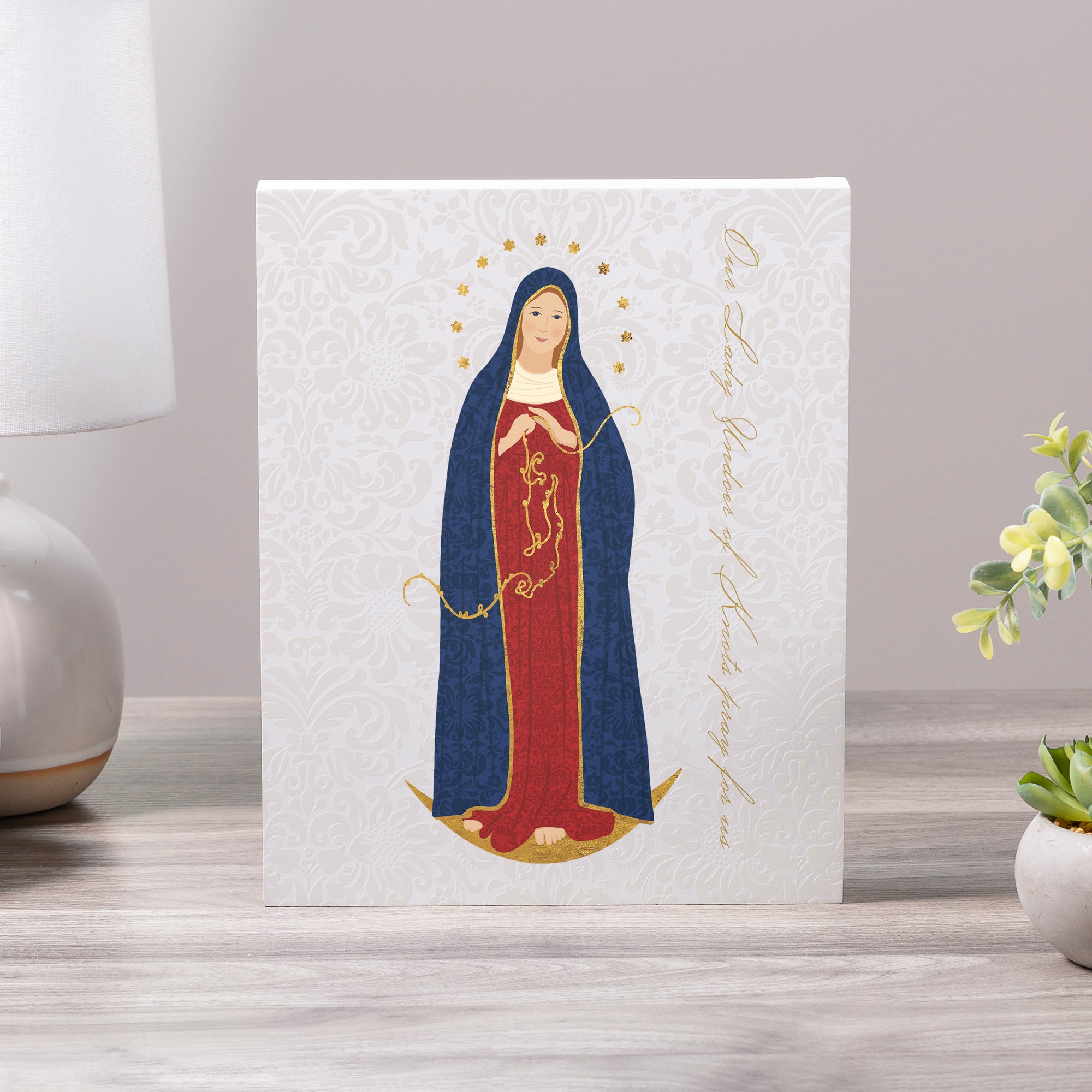 Our Lady Undoer of Knots Toile Art Plaque - 8" x 10"