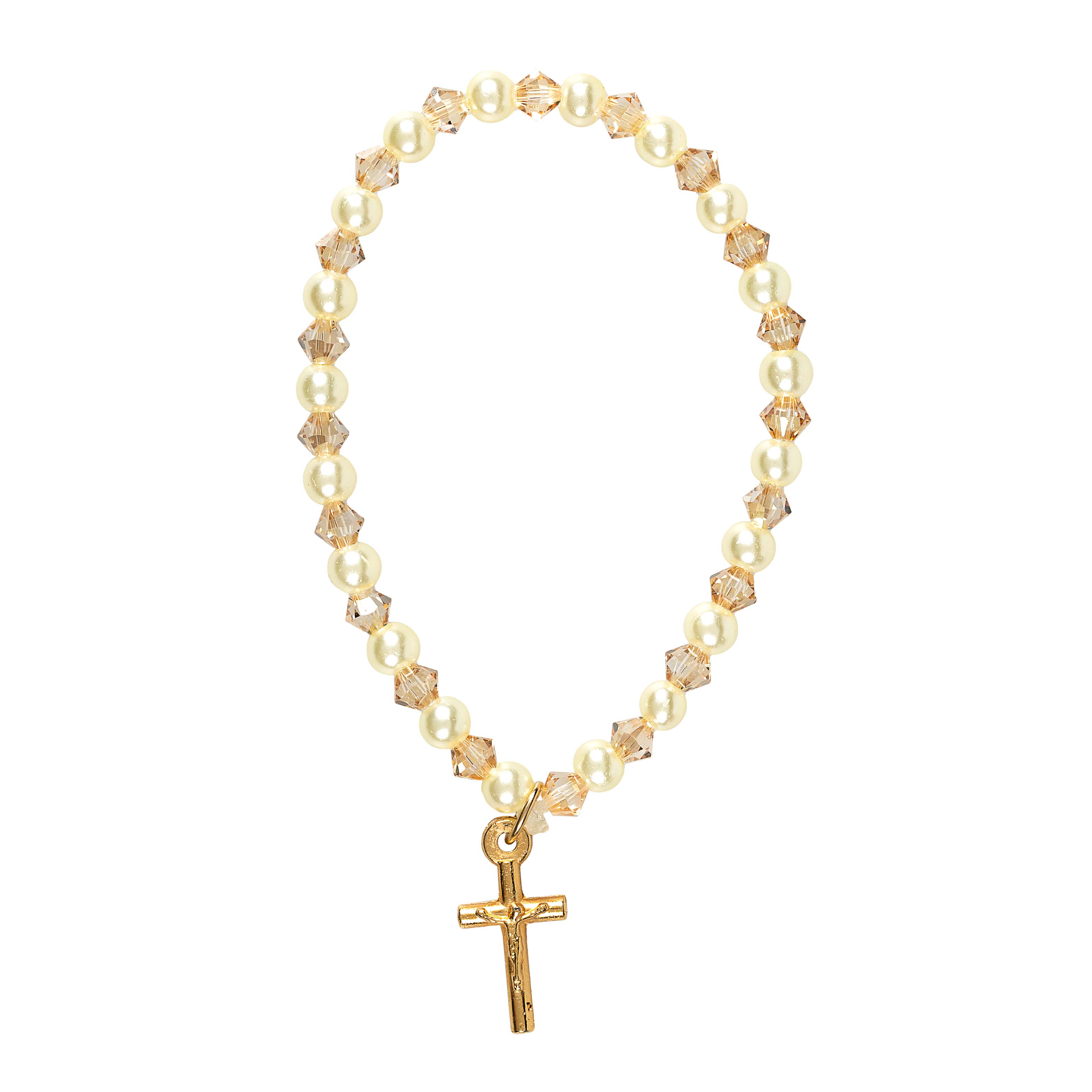 Pearl, Crystal & Gold First Communion Bracelet Set