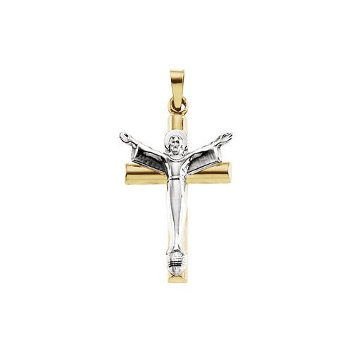 14kt White/Yellow Two Tone Risen Christ Crucifix 24.75X17