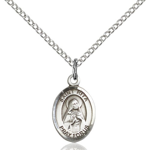Sterling Silver St. Rita of Cascia Petite Pendant /Baseball