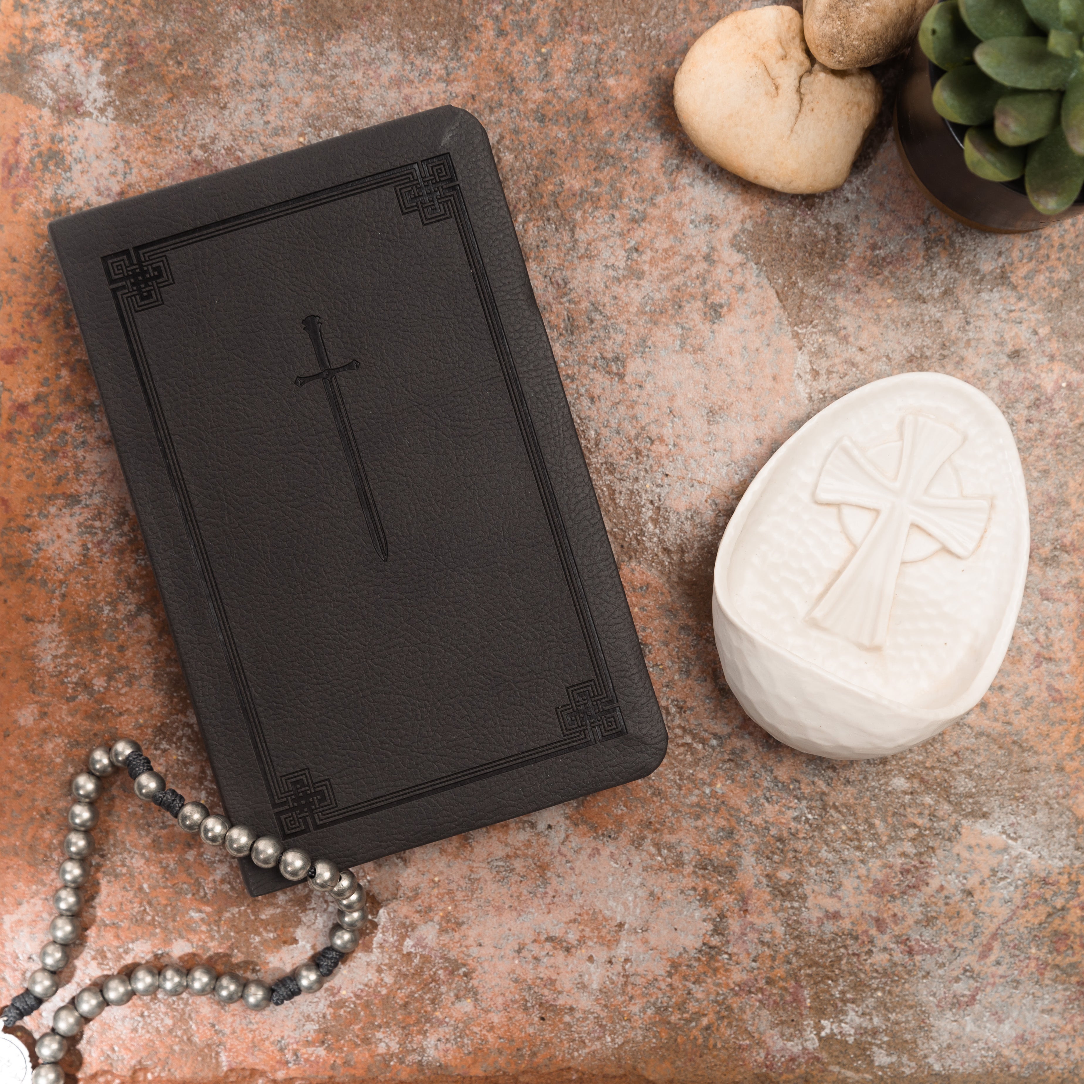 Manual for Spiritual Warfare & Antique White Cross Holy Water Font (Gift Set)