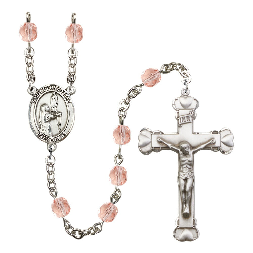 St. Bernadette Pink October Rosary 6mm