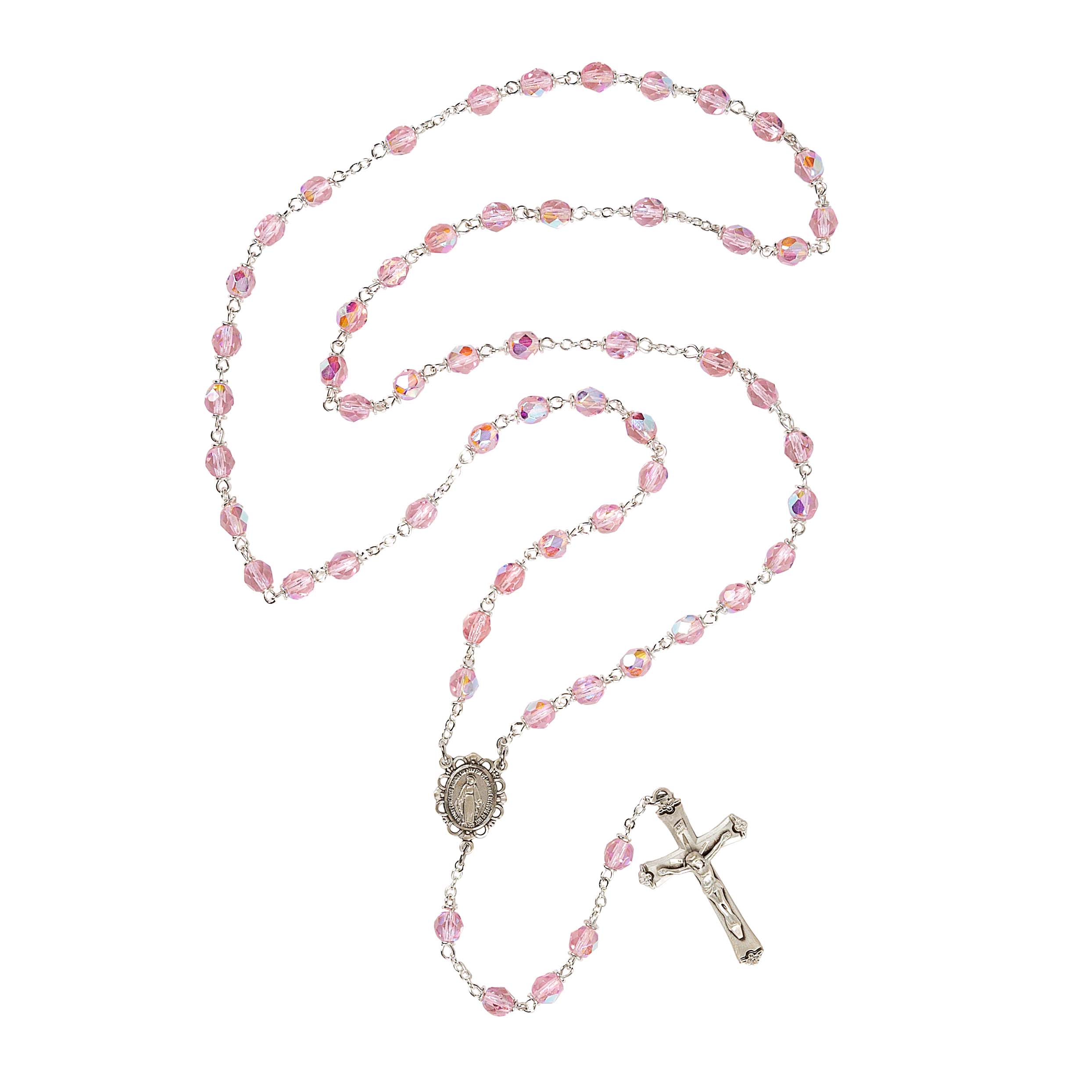 SS 6MM Aurora Borealis Rose Rosary