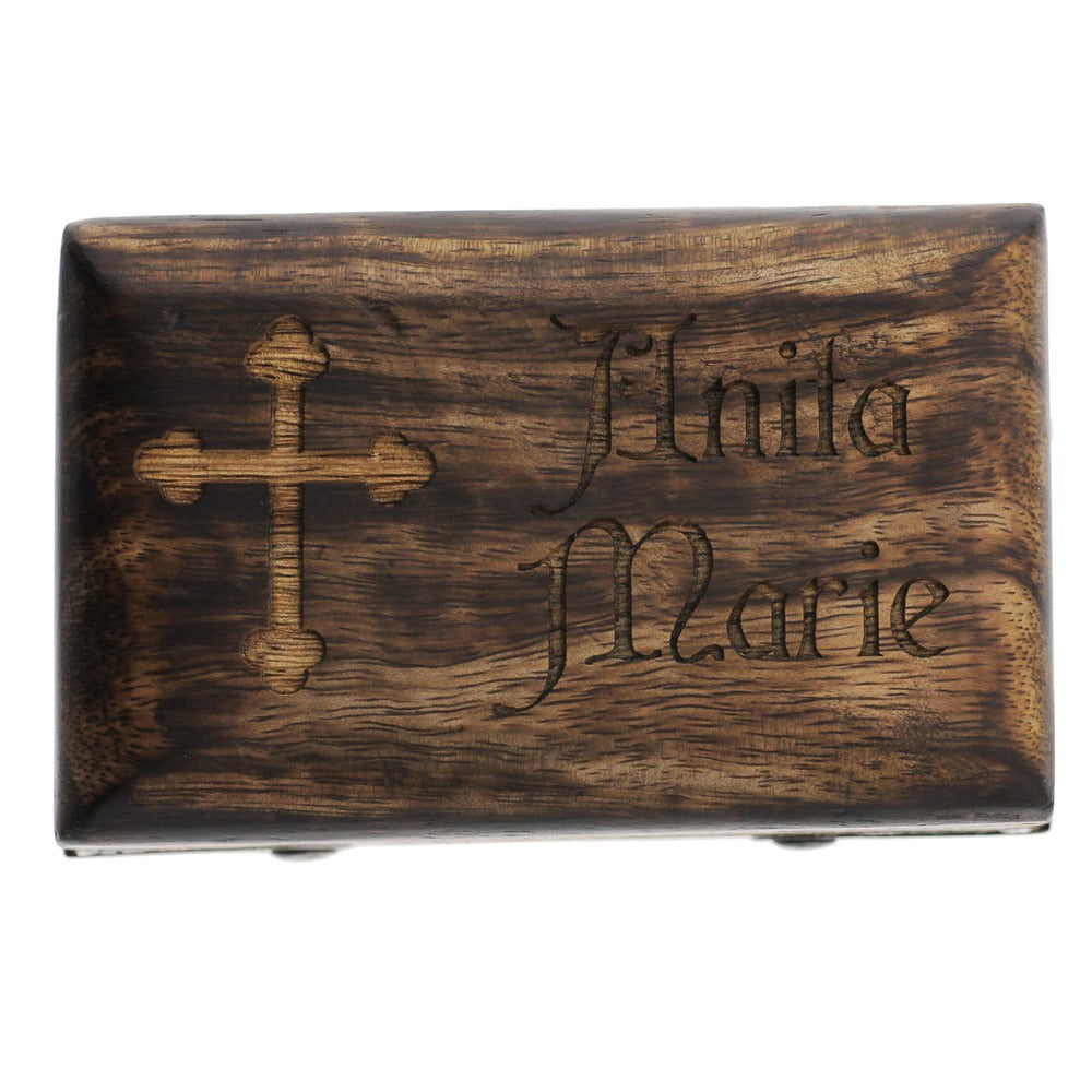 Personalized Budded Cross Rosary Box