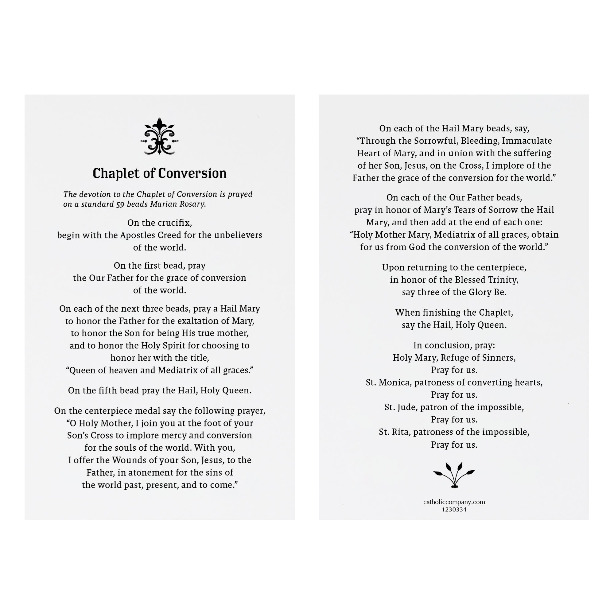 Chaplet of Conversion Prayer Card