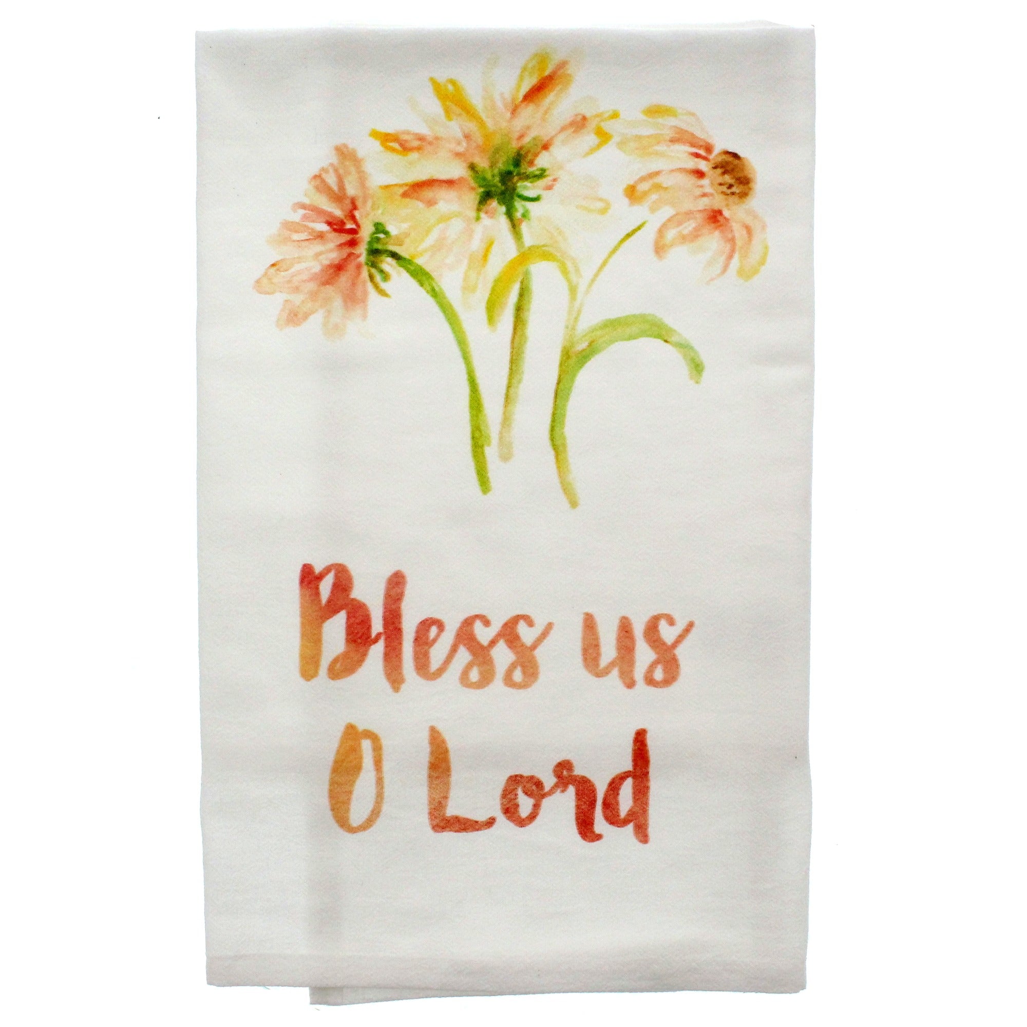 Watercolor Bless Us O Lord Dish Towel
