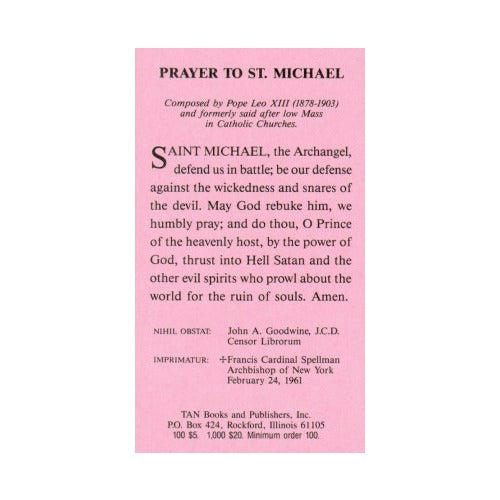 The Prayer to St. Michael Prayer Card (Pack of 100)