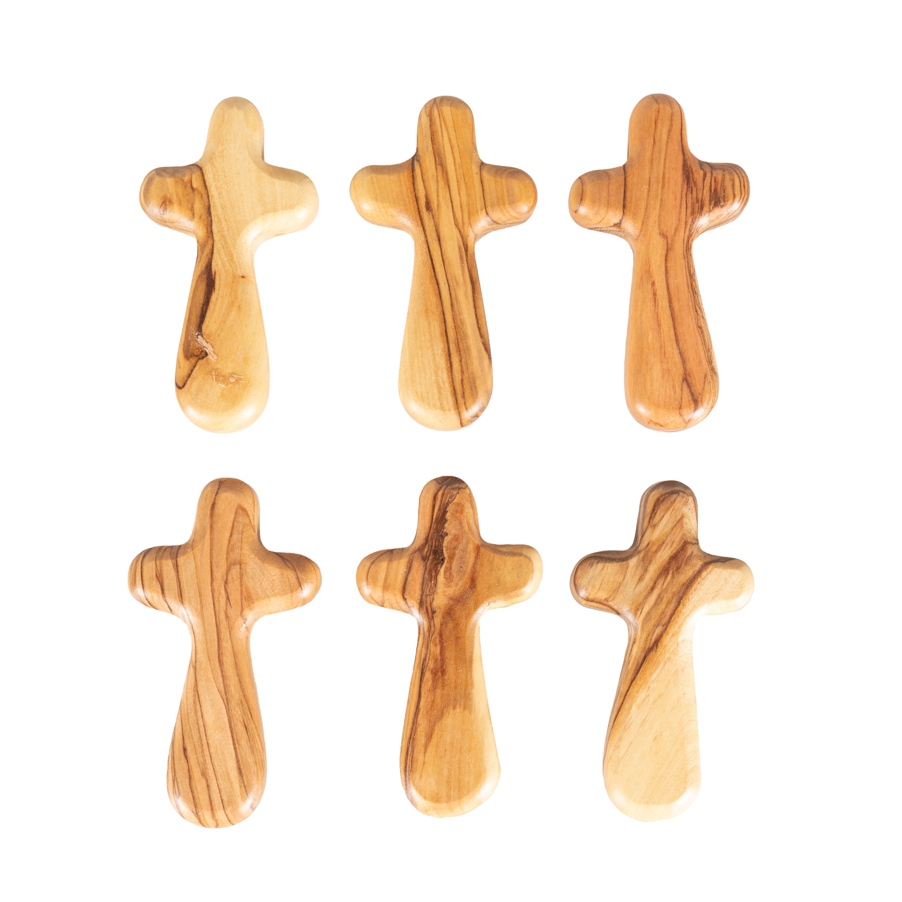 Olive Wood Comfort Crosses - Set of Six