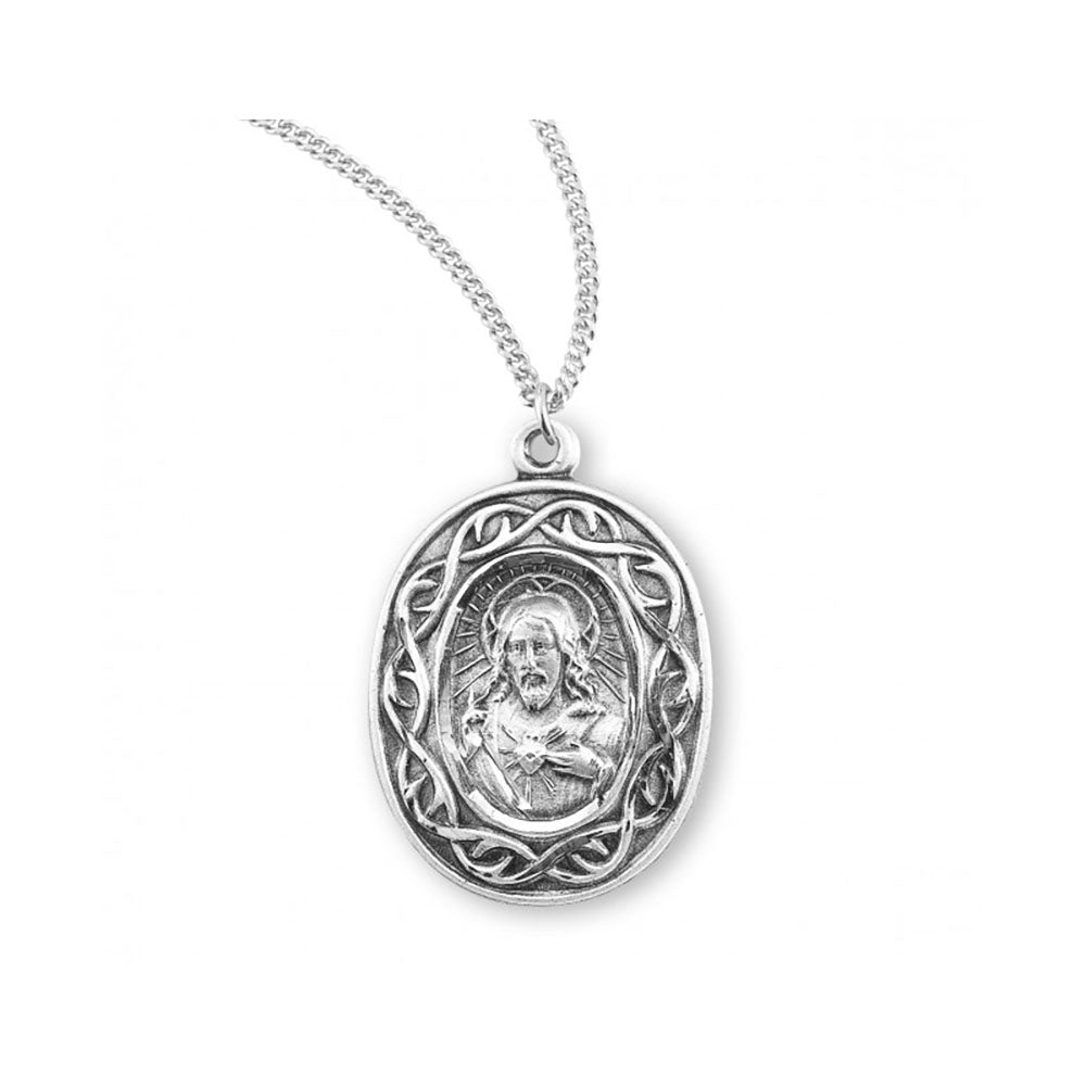 Sterling Silver Crown of Thorns Scapular Necklace
