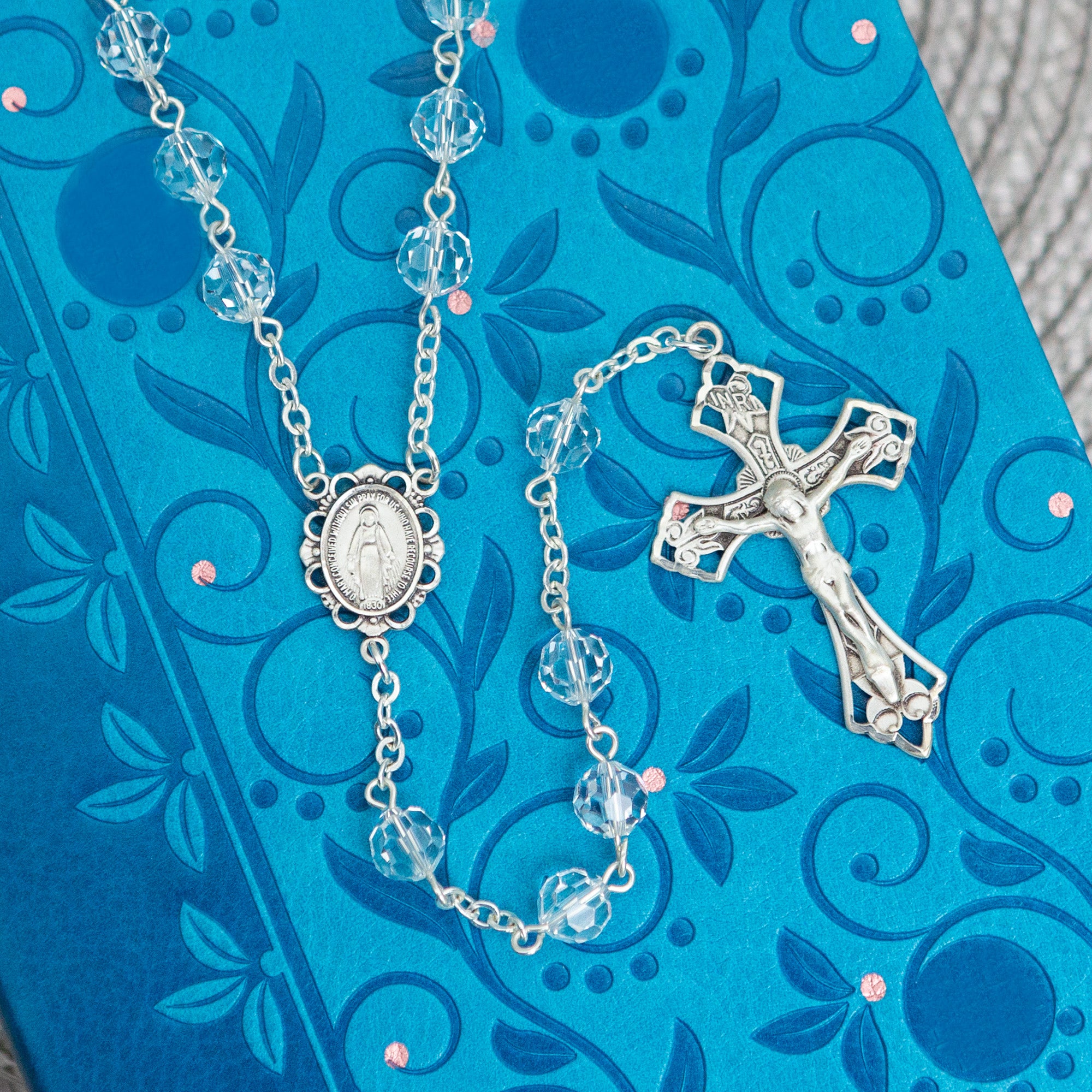 Swarovski Clear Crystal Beaded Sterling Rosary