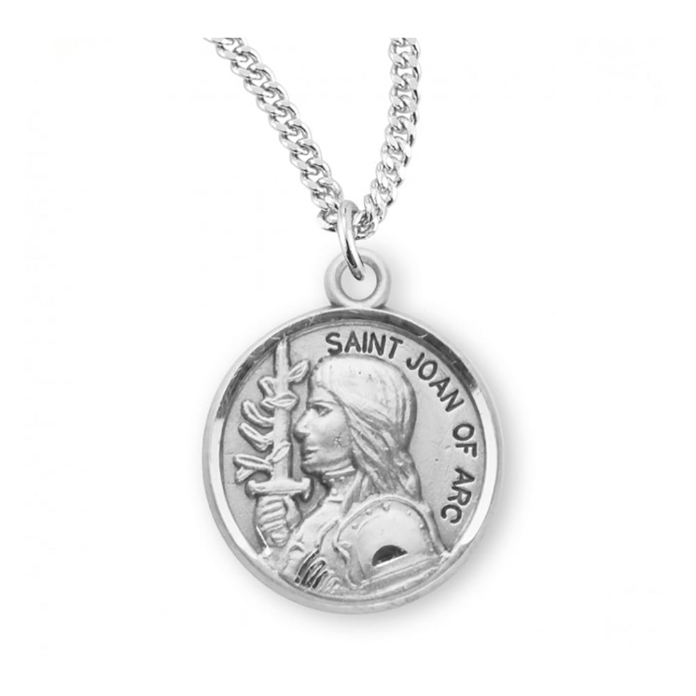Petite Sterling Round St. Joan of Arc Medal Necklace