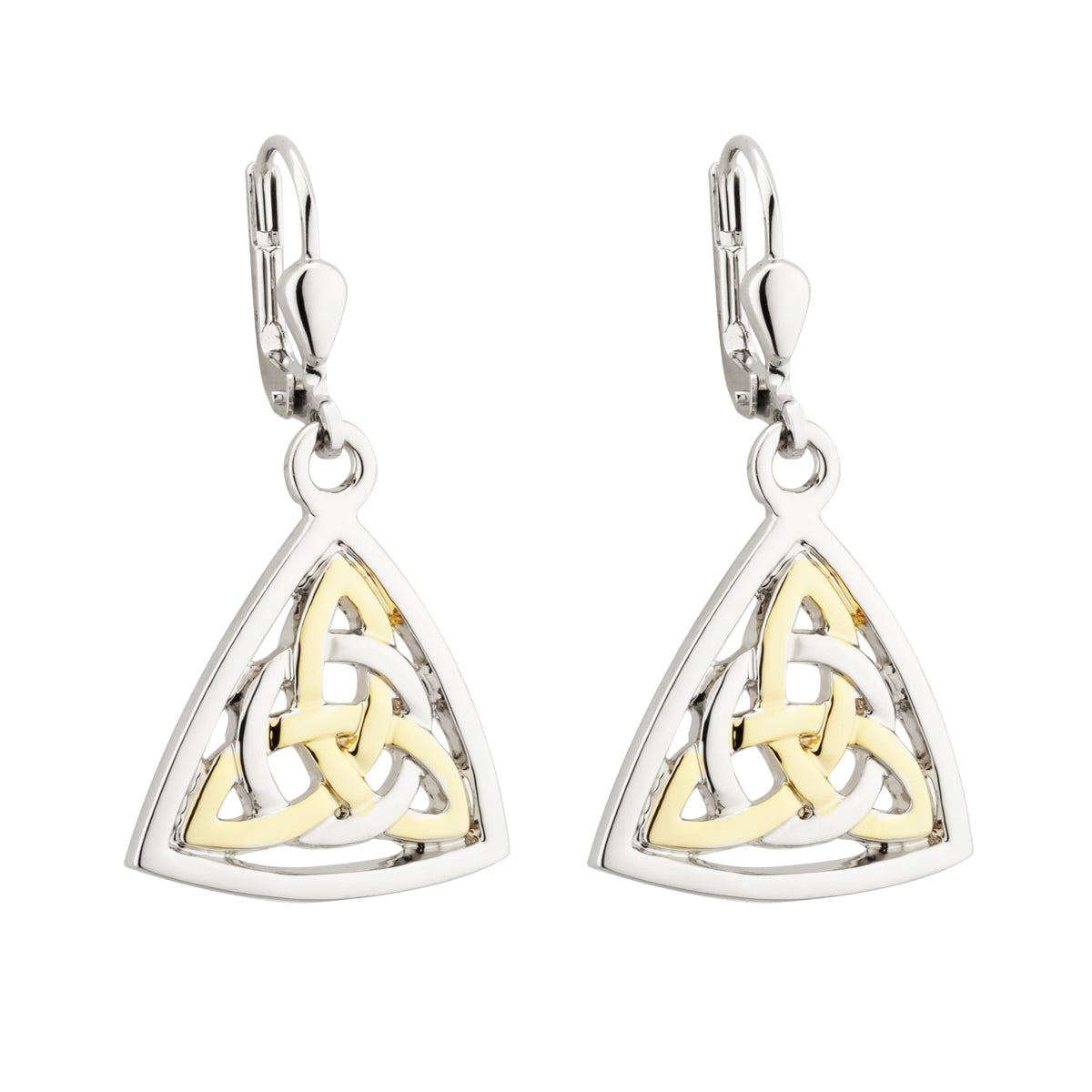 Two Tone Trinity Knot Drop Earrings