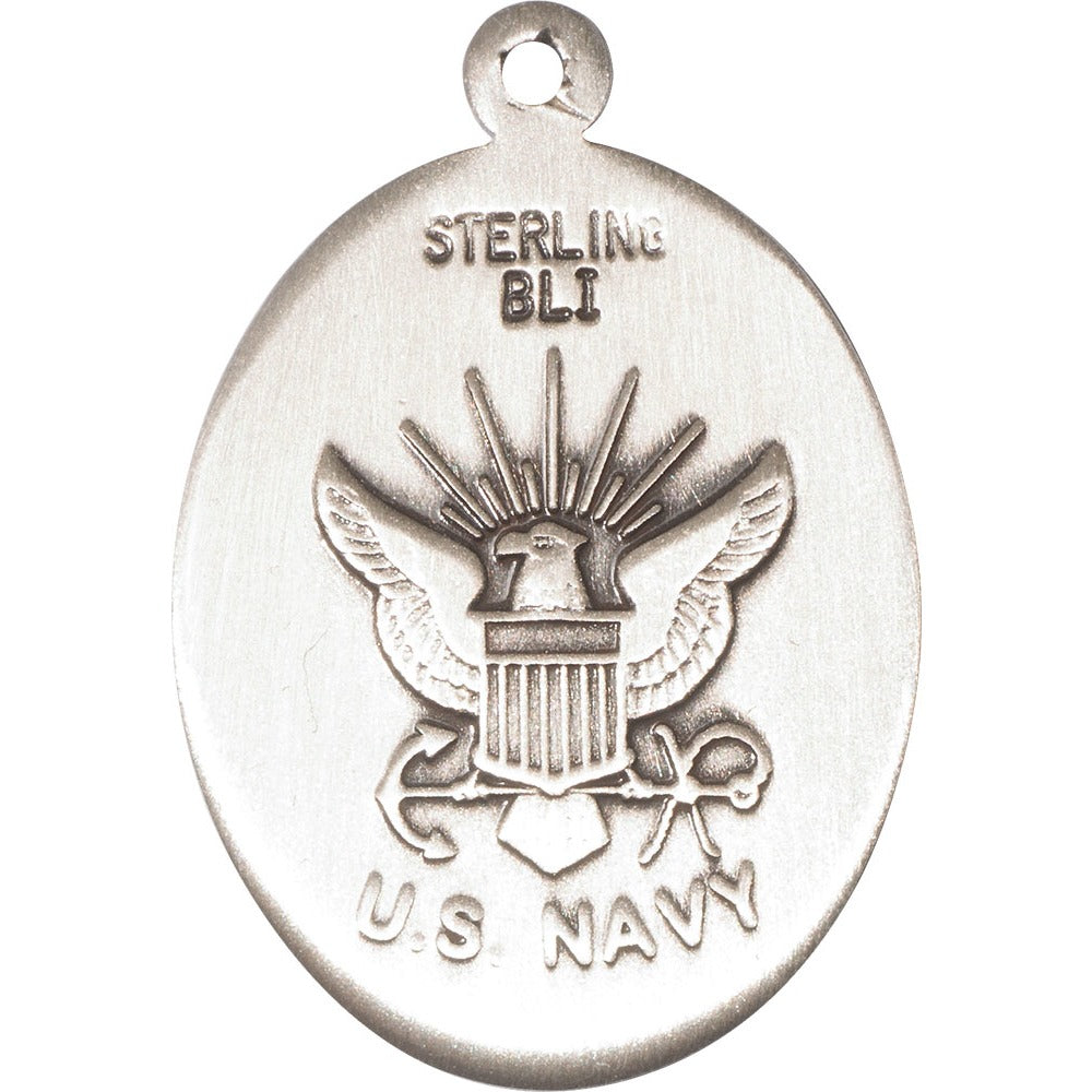 Sterling Silver St. Brendan the Navigator/ Navy Pendant w/ chain