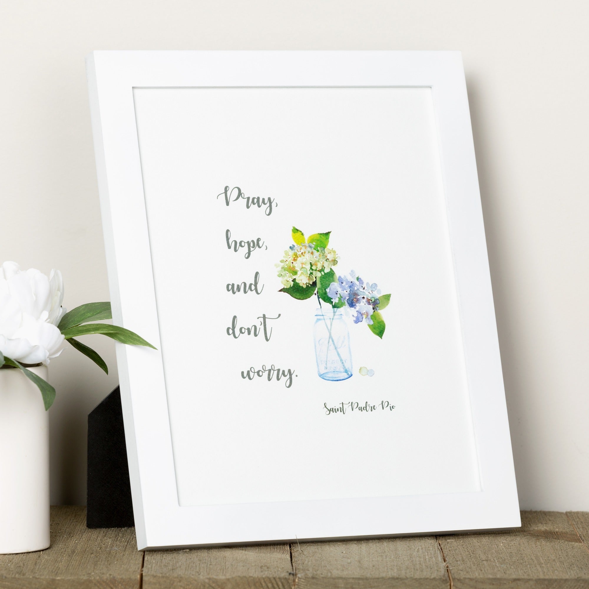 Don't Worry Padre Pio Watercolor Print