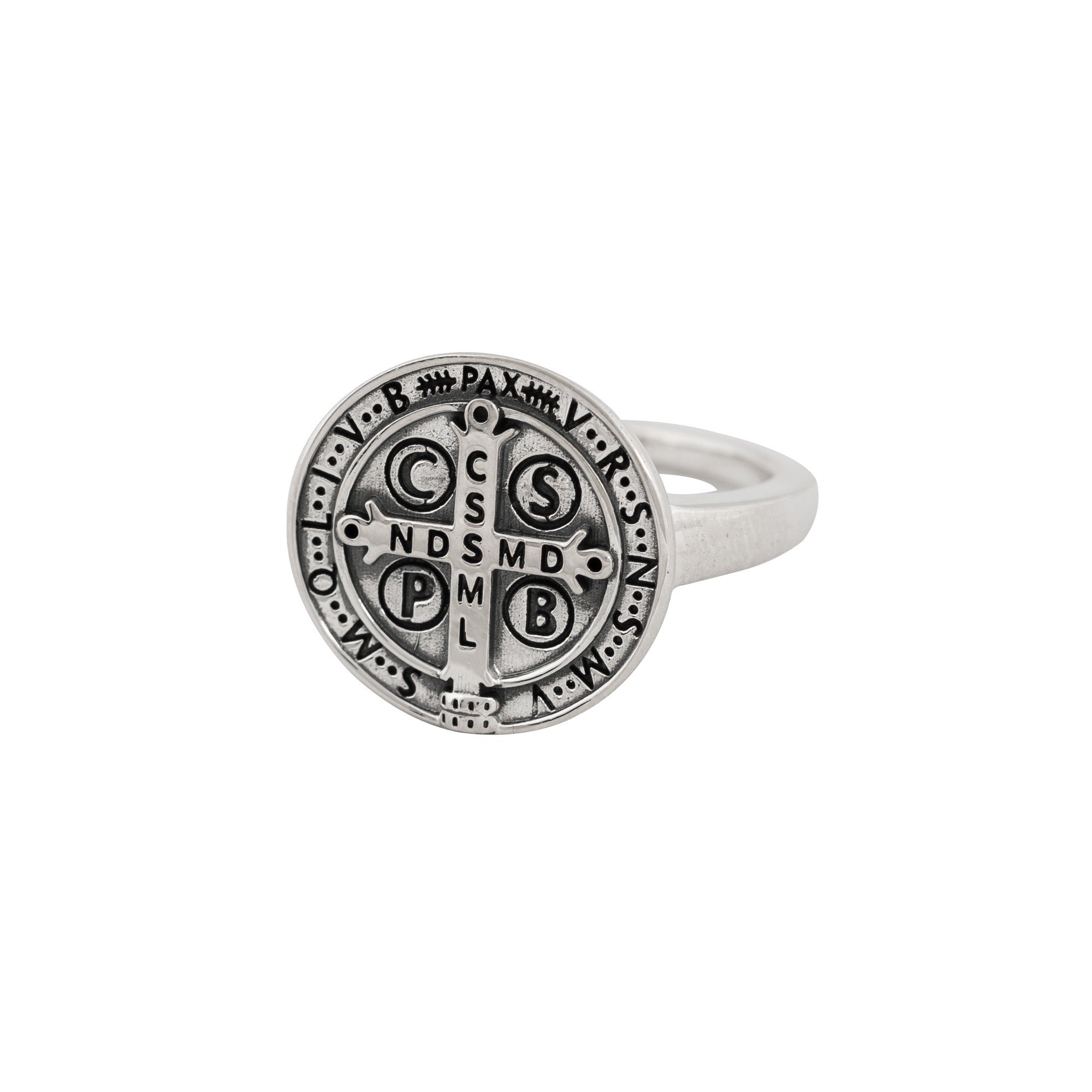 St. Benedict Sterling Silver Ring with Thin Band - Multiple Sizes