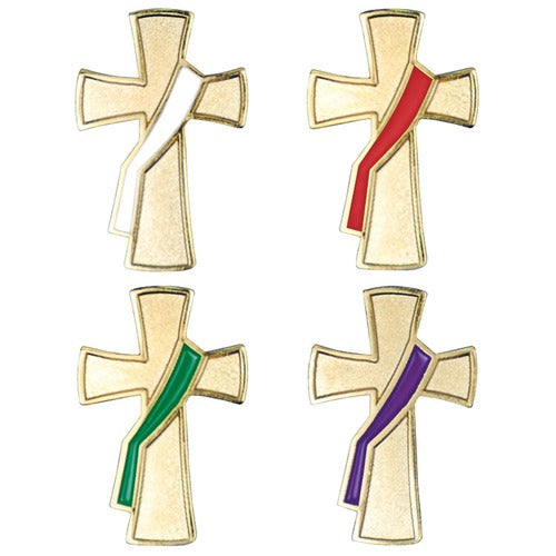 Deacon's Cross Lapel Pin Set - Liturgical Colors