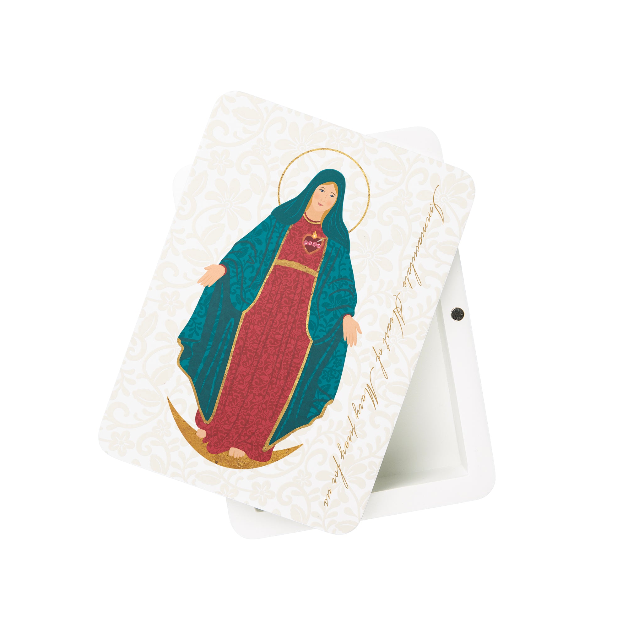 Immaculate Heart Toile Rosary Keepsake Box