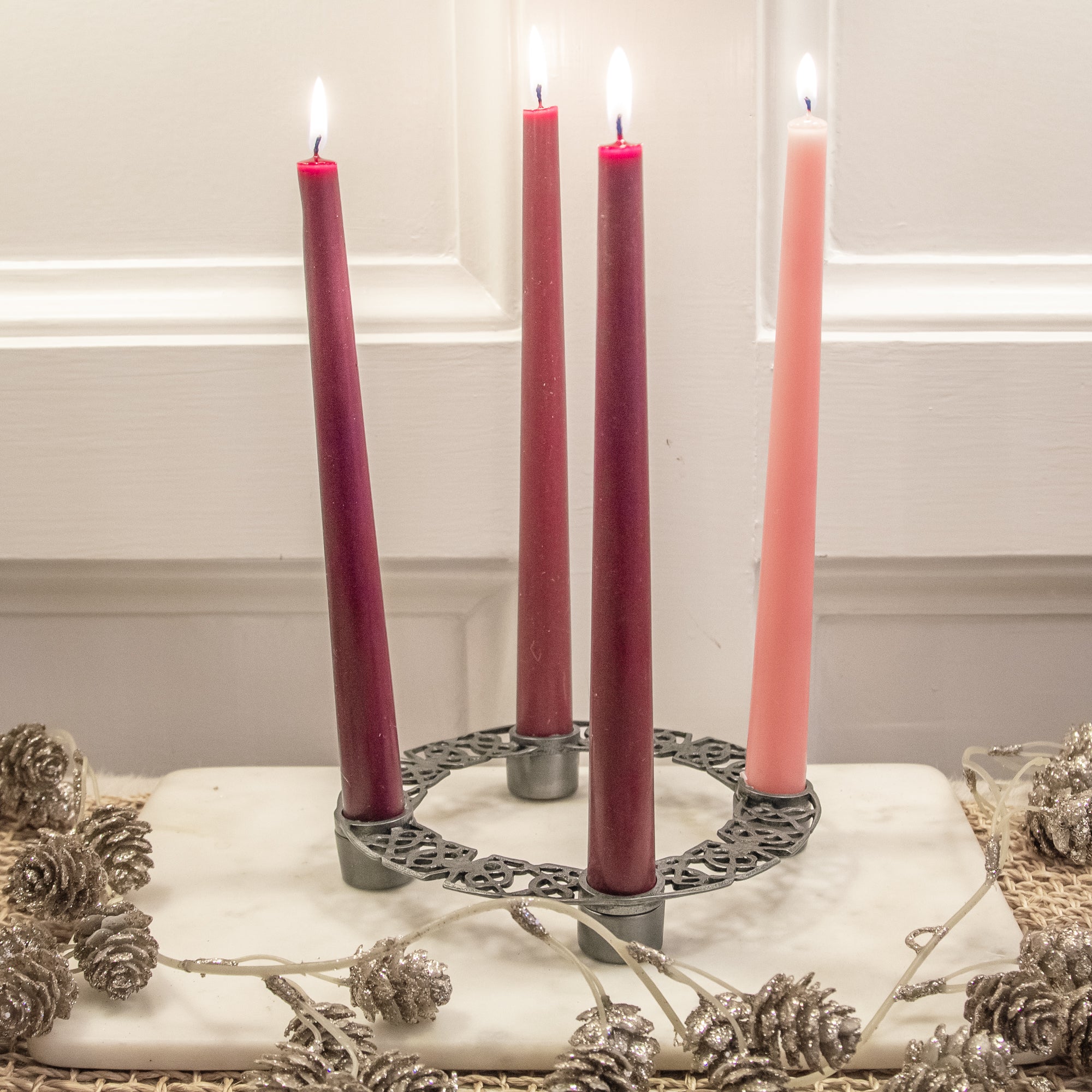Celtic Knot Advent Candle Holder with Candles