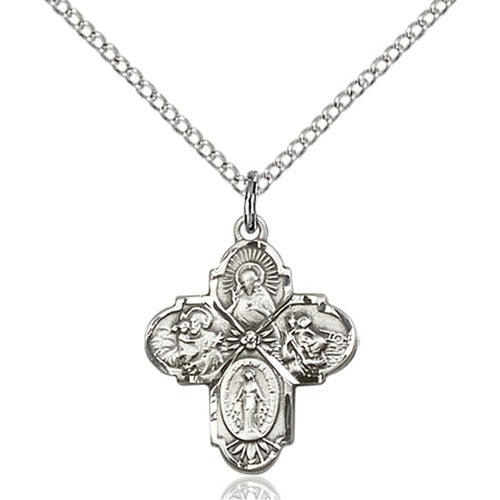 Sterling Silver 4-Way Pendant 3/4 X 5/8Inch