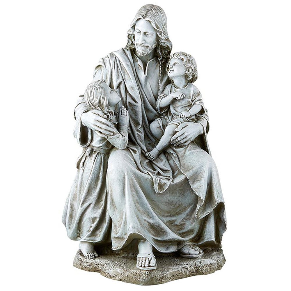 Jesus with Children Outdoor Statue - 16.5"