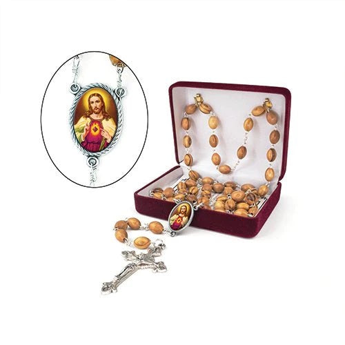 Holy Land Sacred Heart of Jesus Olive Wood Rosary