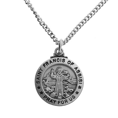 Sterling Silver St. Francis of Assisi Patron Saint Medal