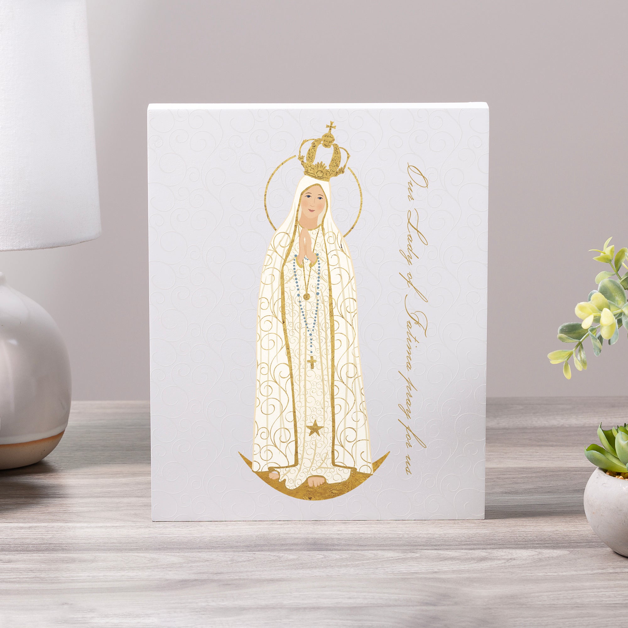 Our Lady of Fatima Toile Art Plaque - 8" x 10"