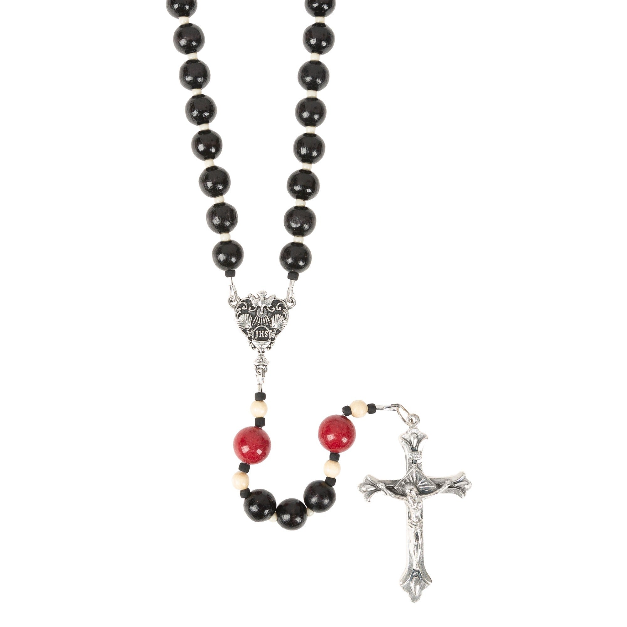 RCIA Black Wood Rosary with Prayer Card