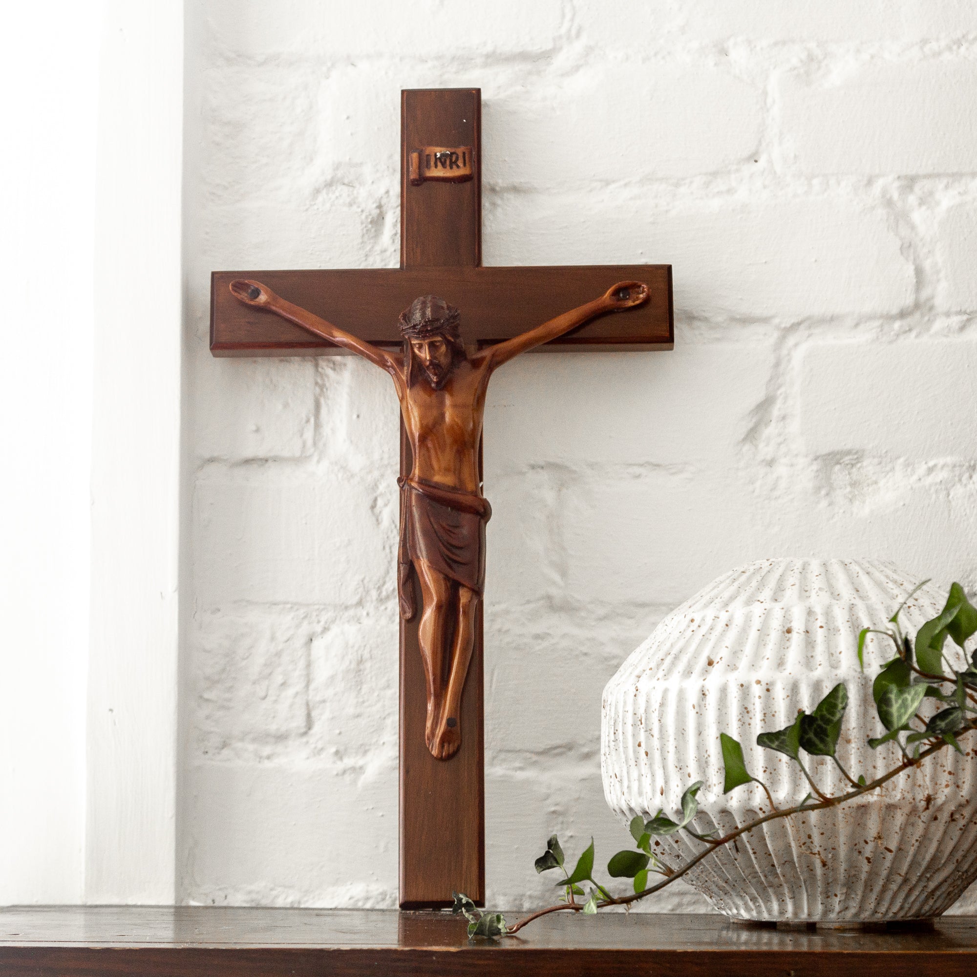 Mahogany Wall Crucifix - 16"