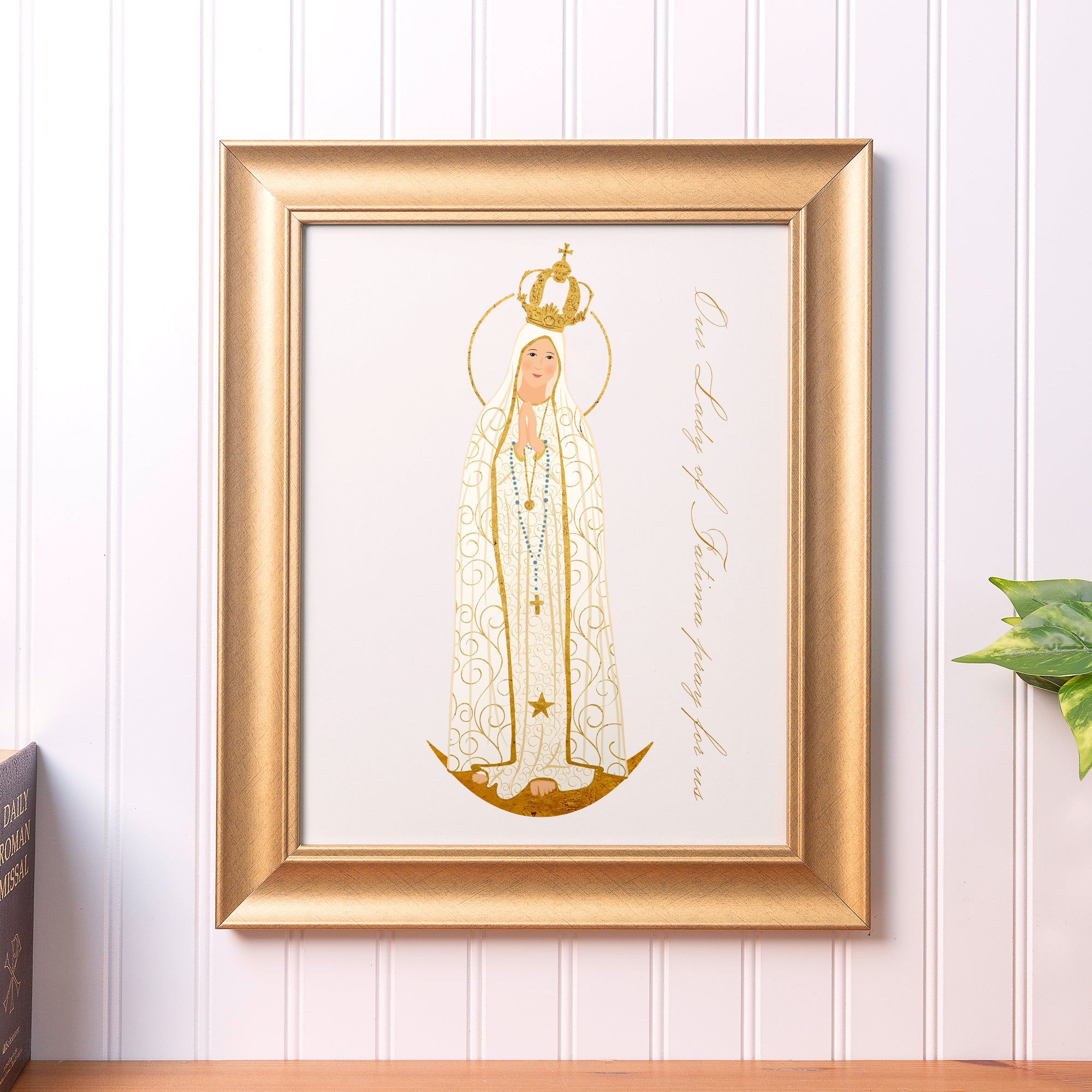 Our Lady of Fatima Toile Framed Art Print - 11" x 14"