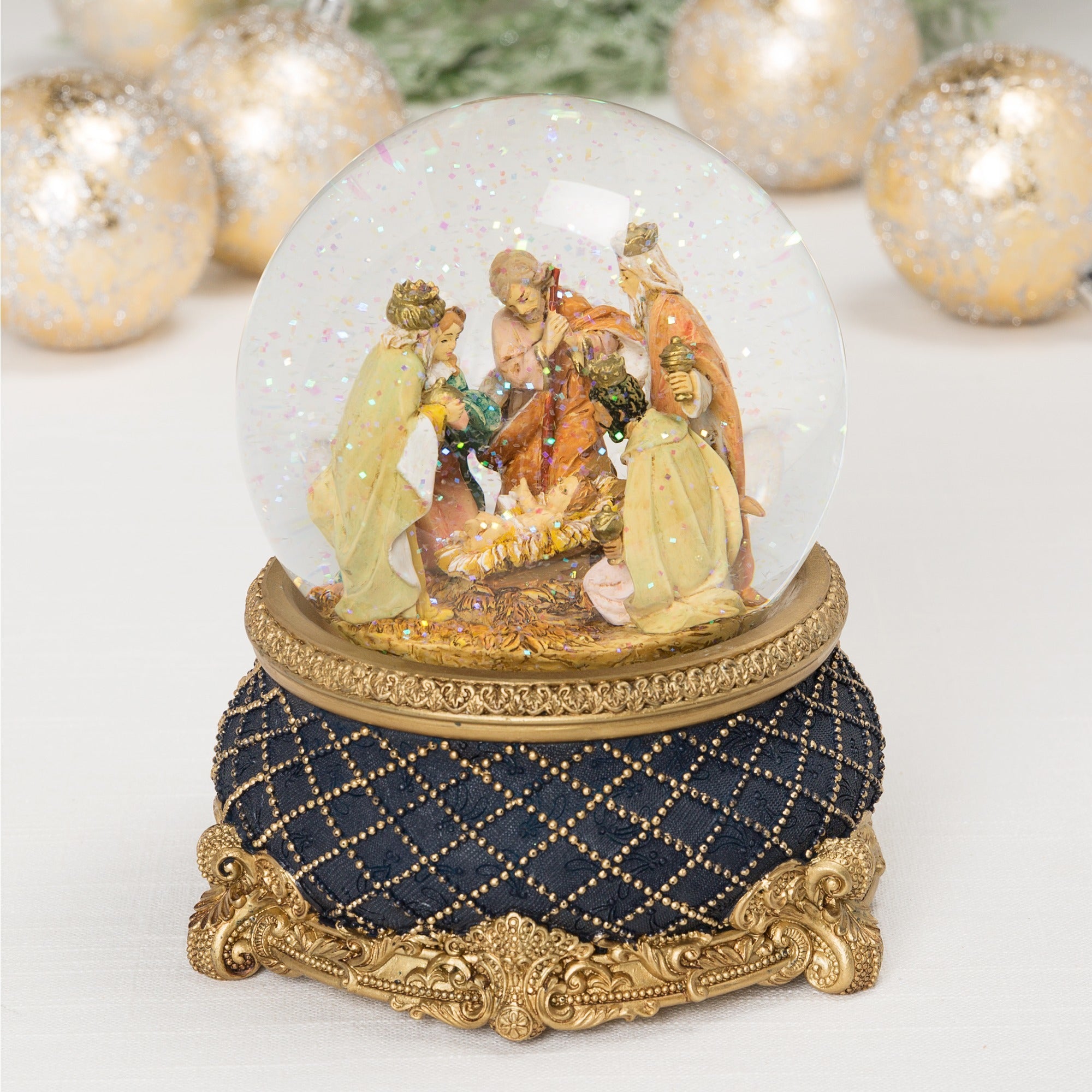 Fontanini Musical Three Kings Nativity Glitter Dome