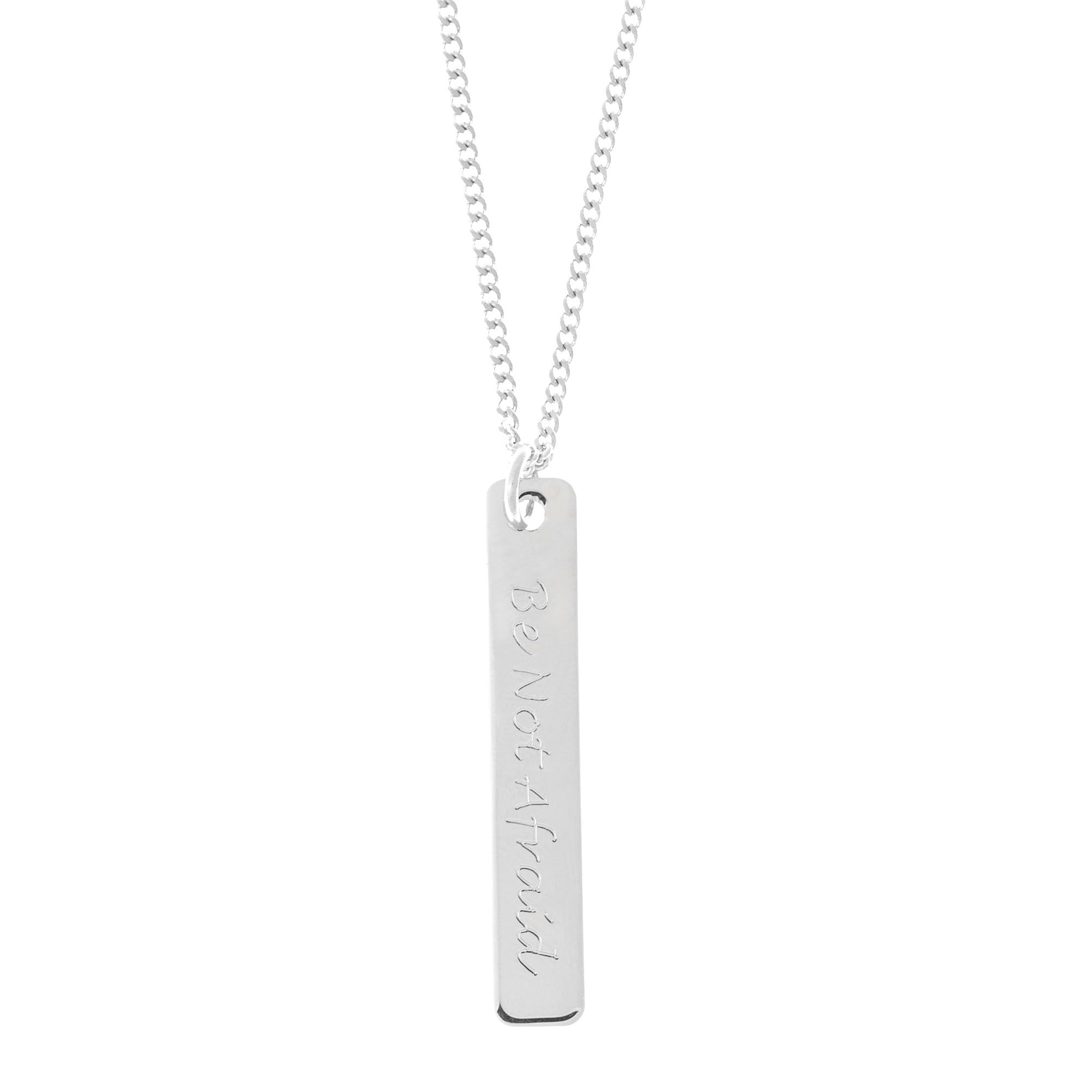 Sterling Be Not Afraid Bar Necklace