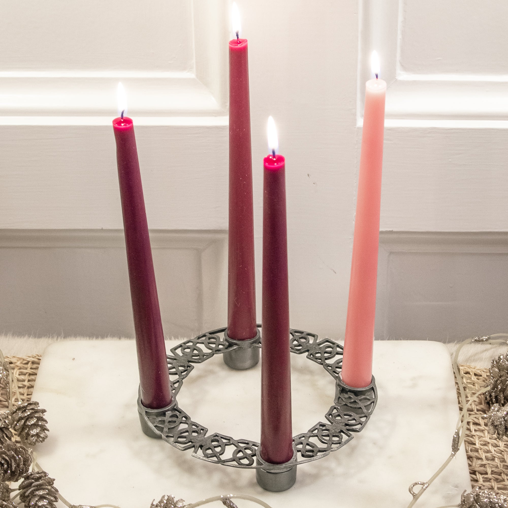 Celtic Knot Advent Candle Holder with Candles