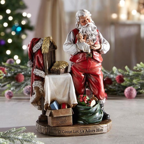 Adoring Santa Figurine