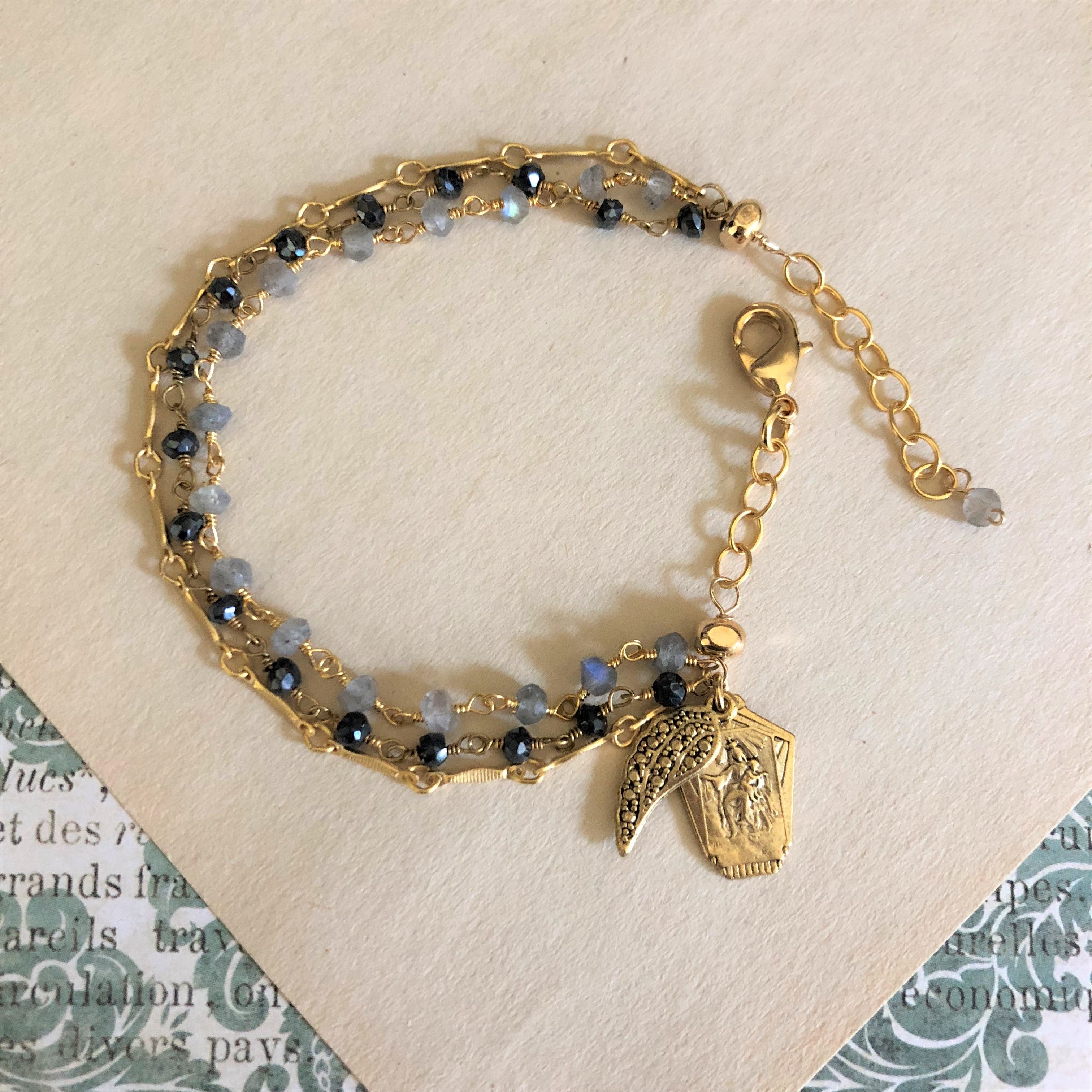 Three-Strand Sapphire Scapular Bracelet