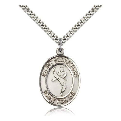 Sterling Silver St. Sebastian Pendant w/ chain-Karate