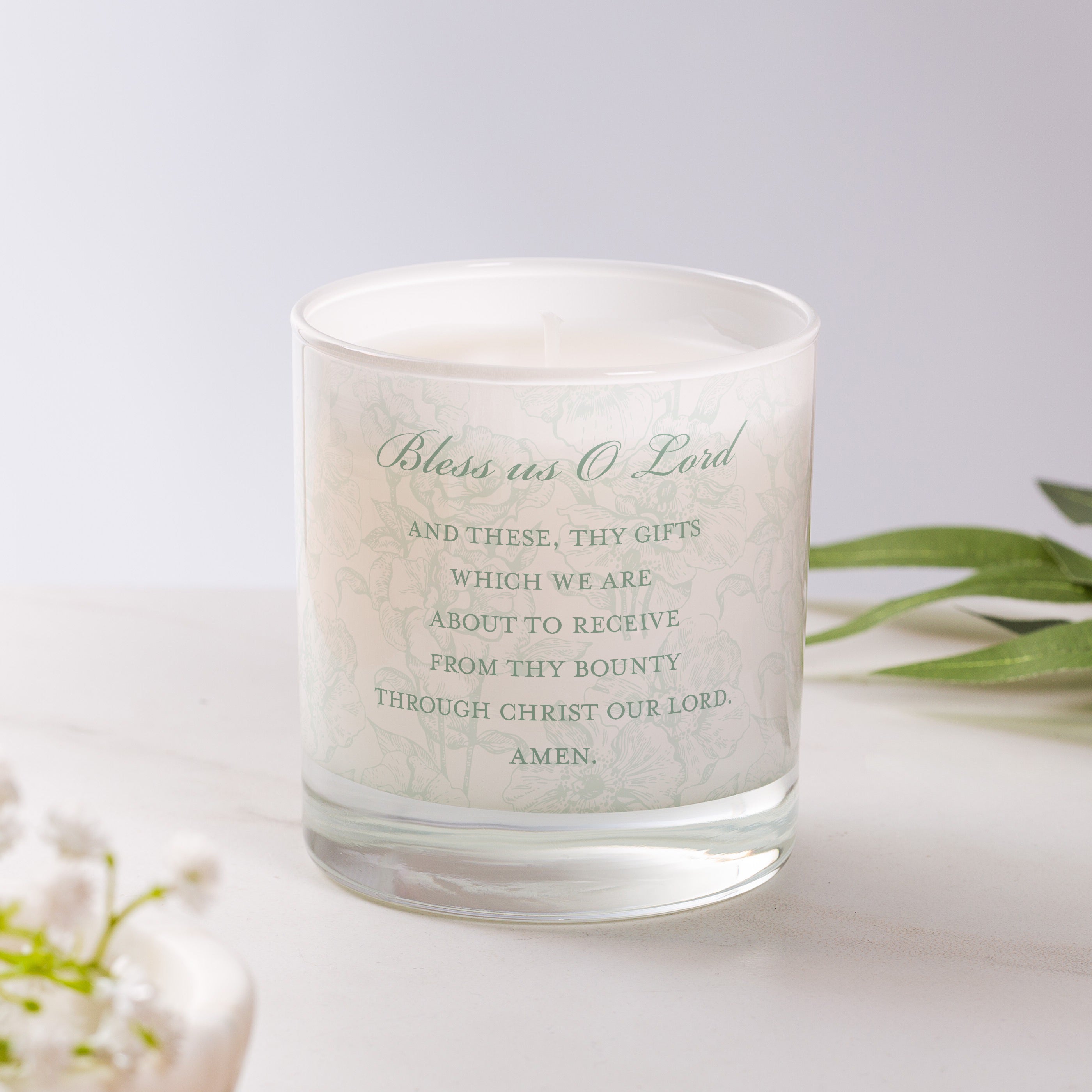 Bless Us O Lord Toile Prayer Candle