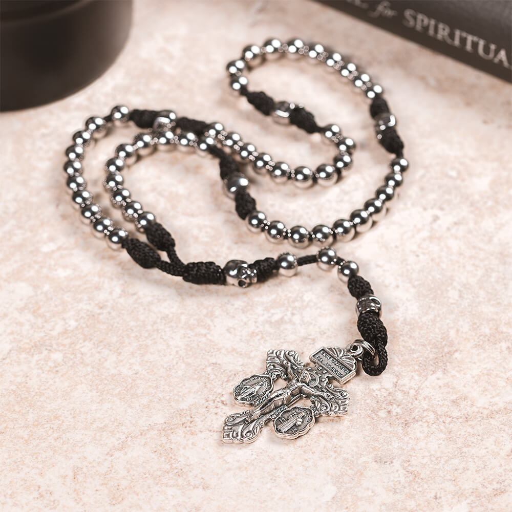 Mini Memento Mori Pardon Crucifix Paracord Rosary | The Catholic