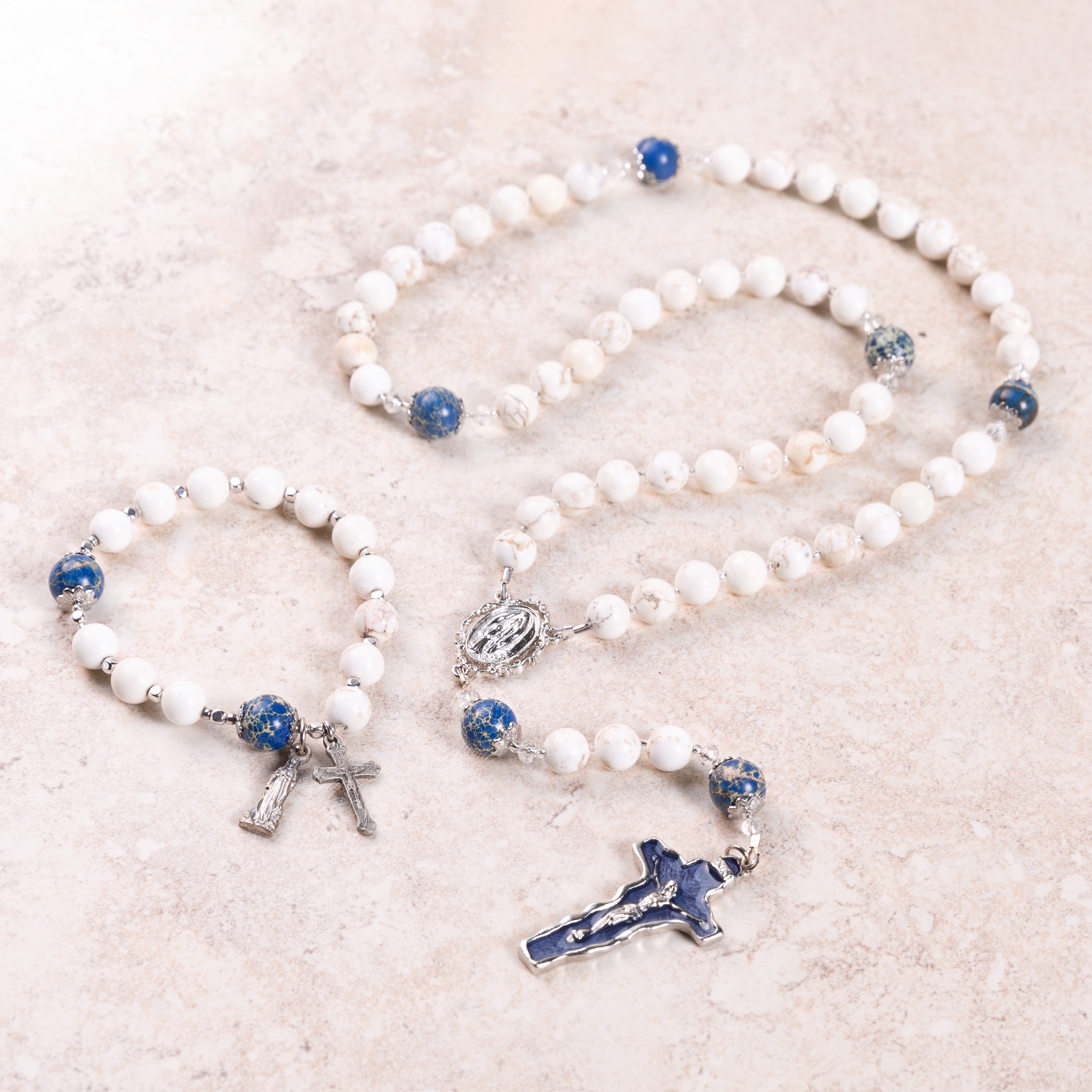 Lourdes Rosary Bracelet & Lourdes Magnesite Rosary (Gift Set)