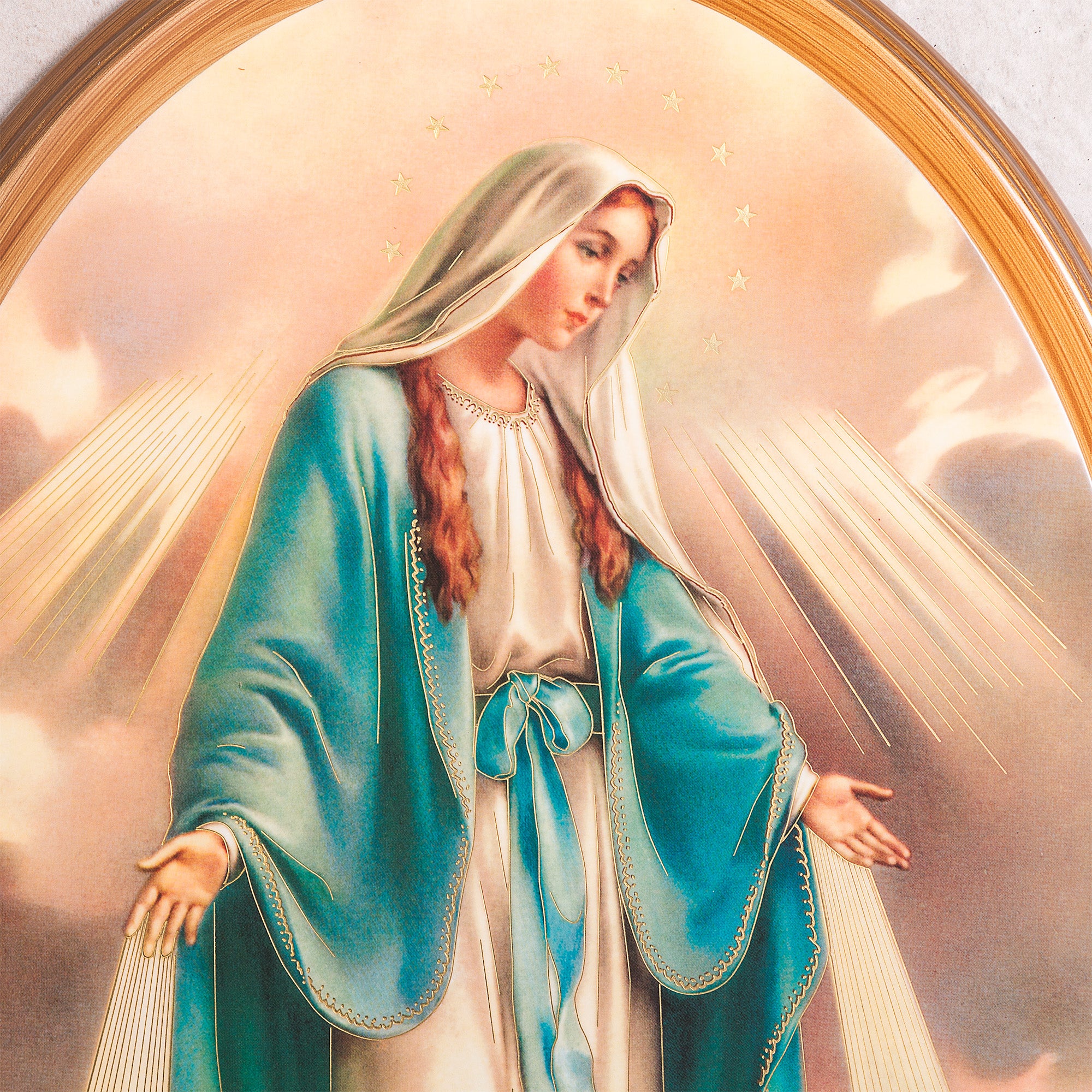 Miraculous Mary Oval Plaque - 17" x 12.6"