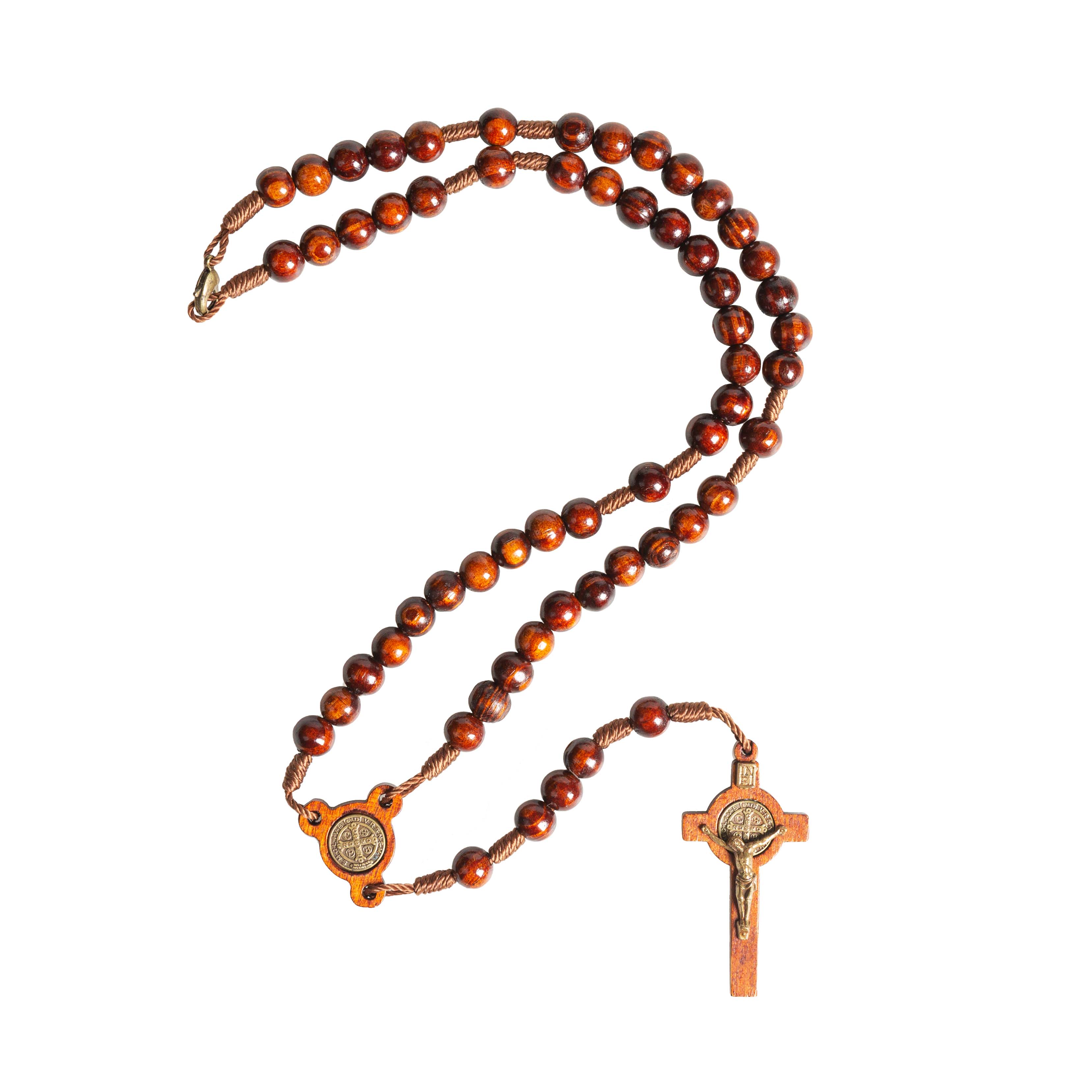 St. Benedict Cherry Finish Wood Rosary