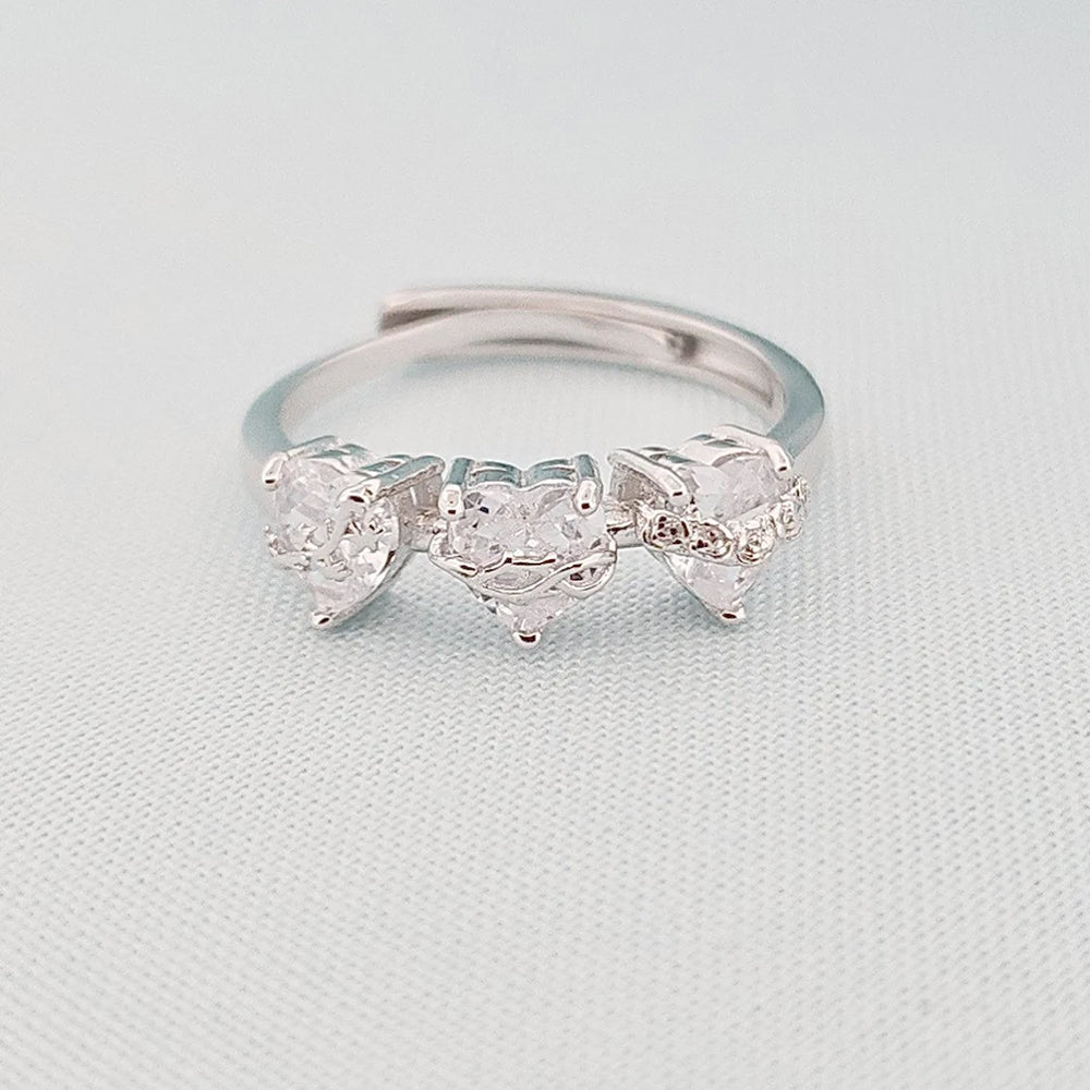 Brilliant Gemstone Three Hearts Ring