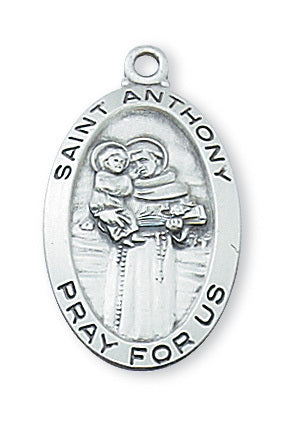 Sterling Silver St. Anthony Medal on 18 inch chain